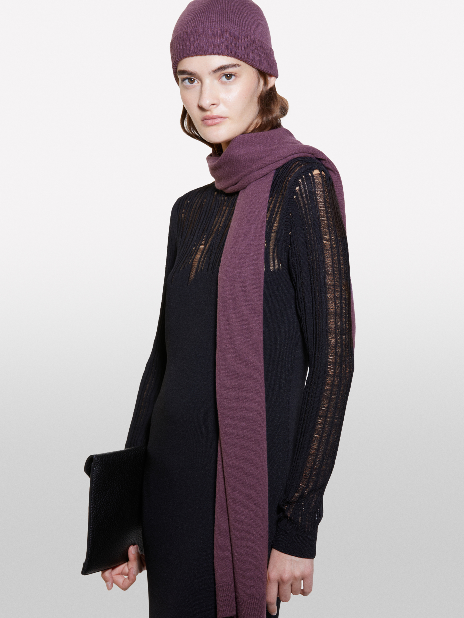 Sisley - Bonnet Prune En Maille, Femme, Prune