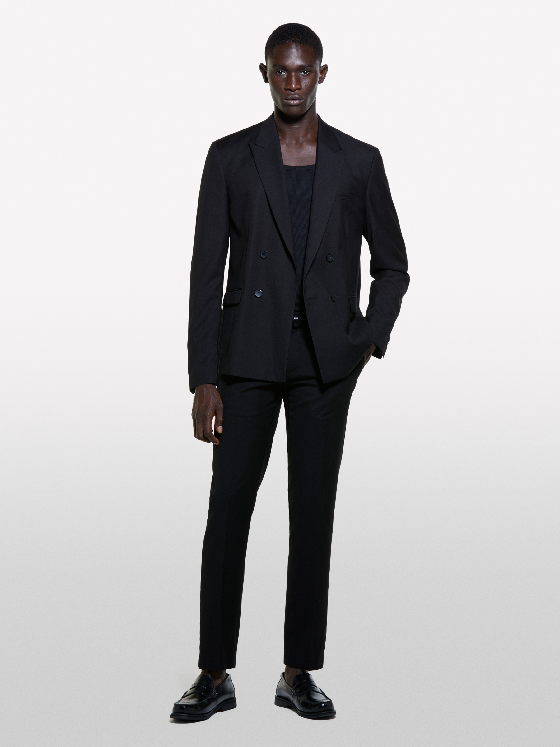 Sisley - Blazer Ajusté Coupe Confort Noir À Double Boutonnage, Homme, Noir, Taille: 56