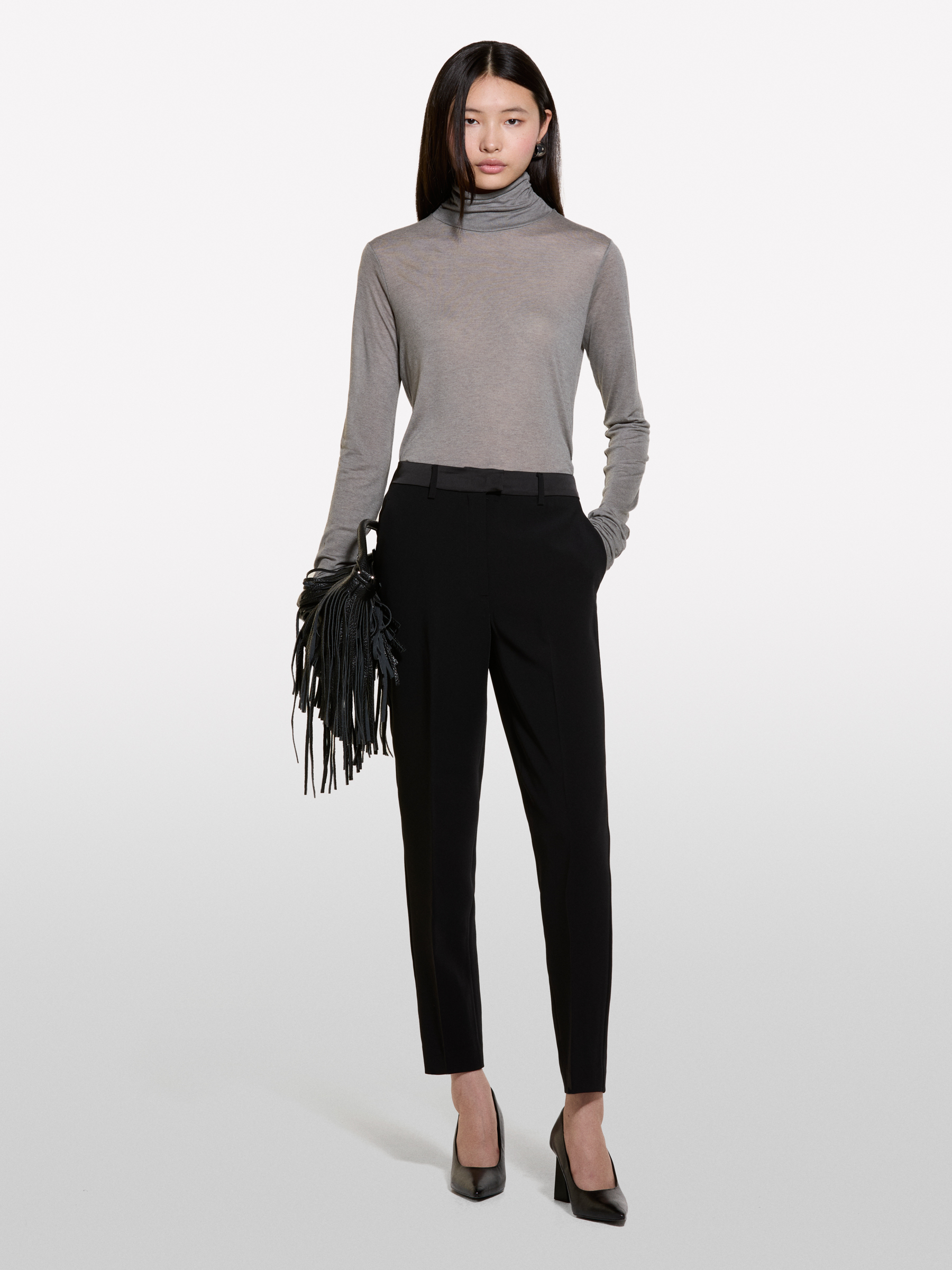 Sisley - T-shirt Froncé Gris À Col Montant, Femme, Gris, Taille: XS