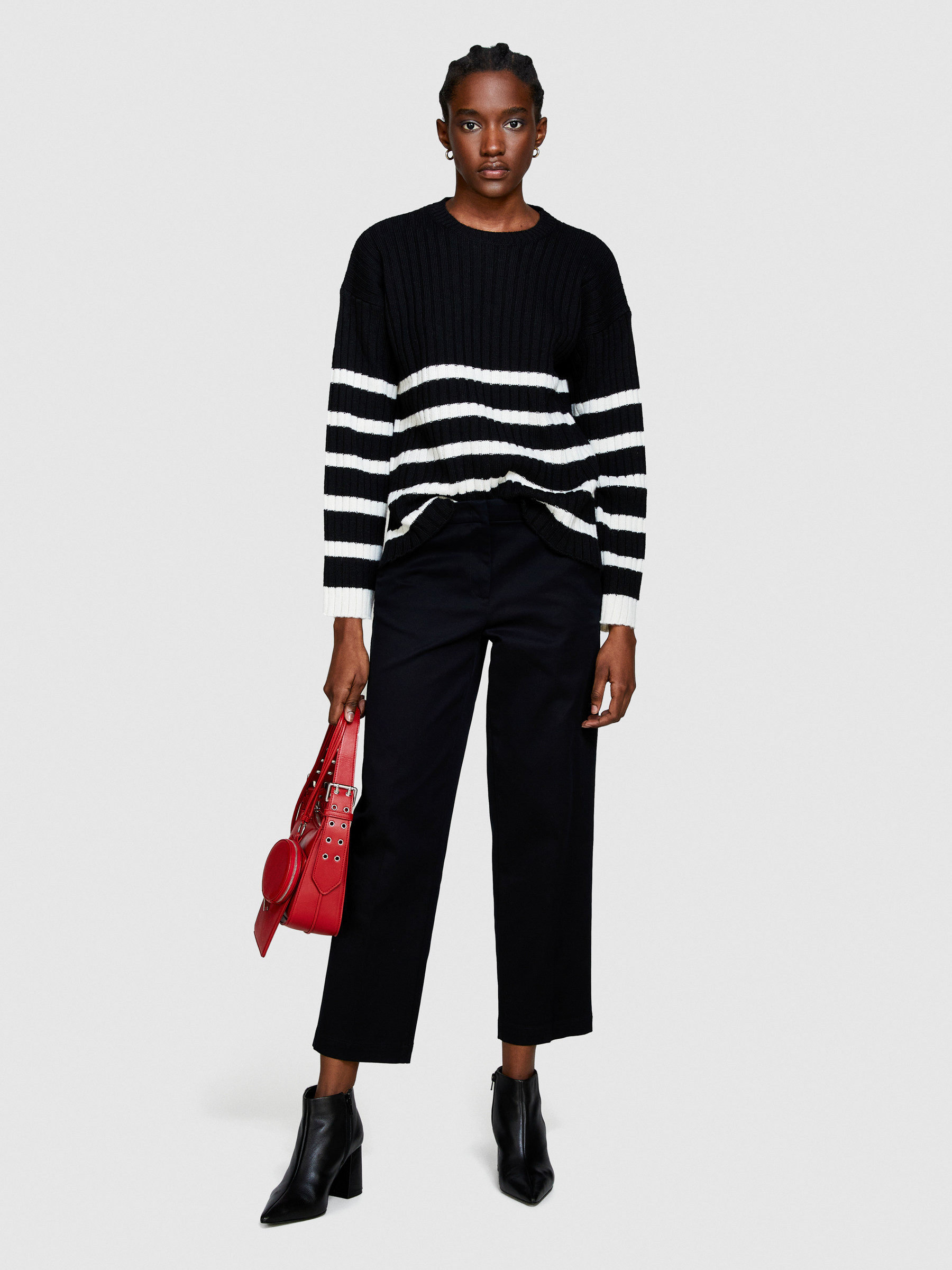 Sisley - Striped Sweater, Woman, Black, Size: S