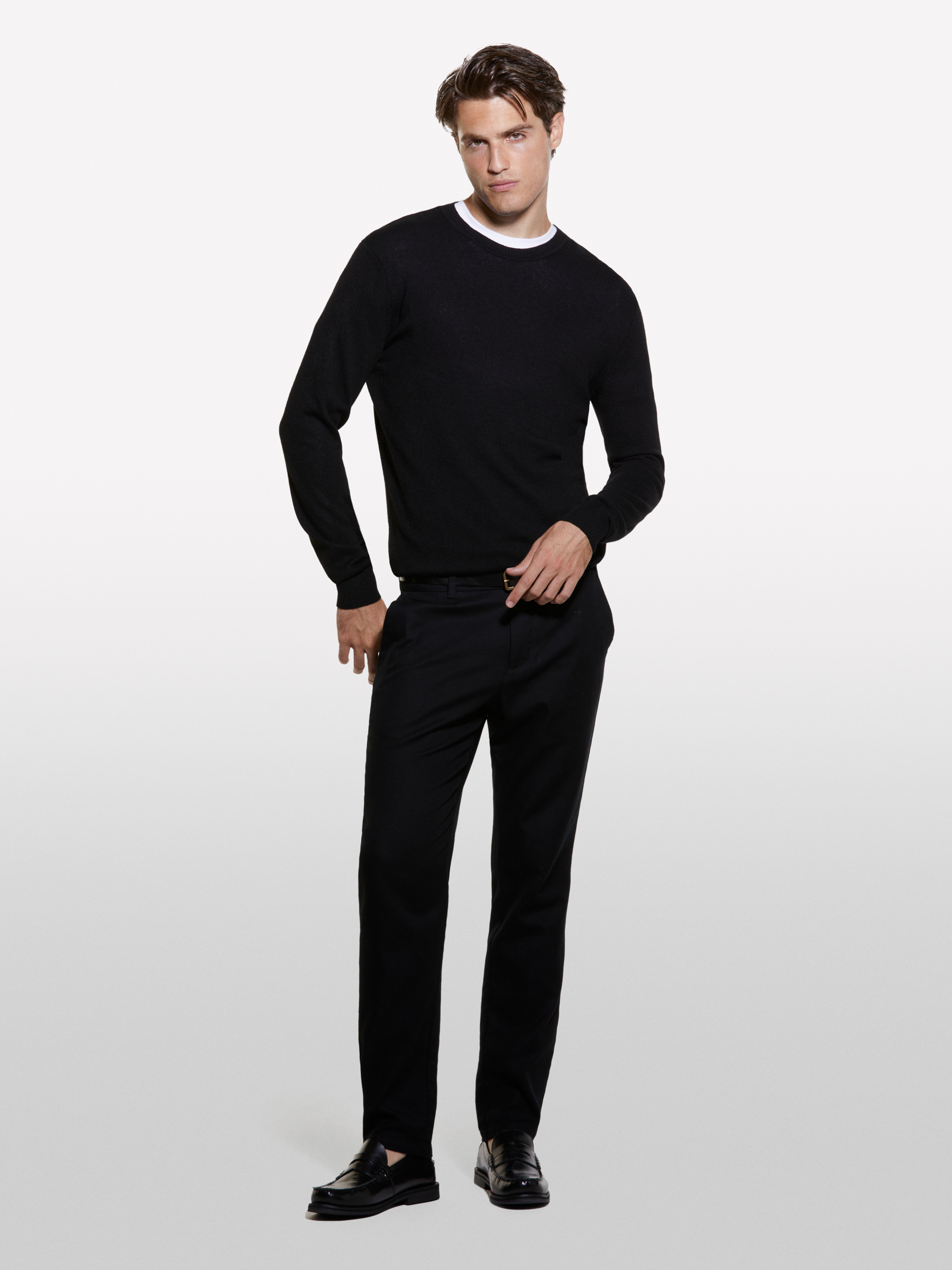 Sisley - Pull Regular Noir À Col Rond, Homme, Noir, Taille: XL