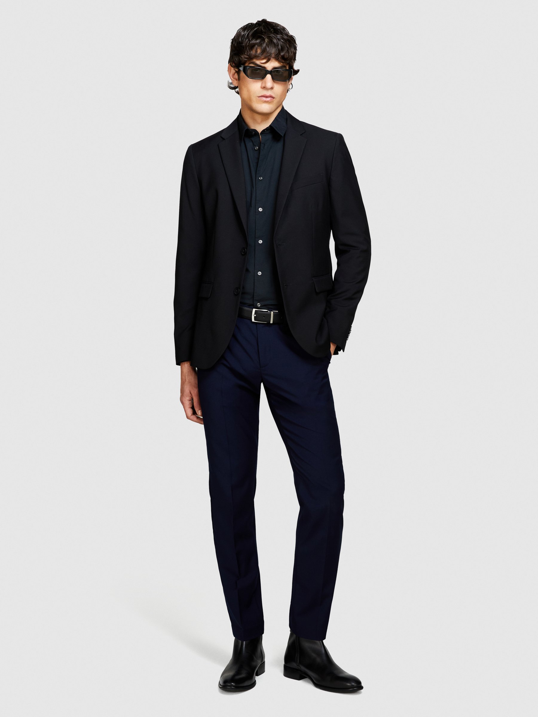 Sisley - Slim Fit Shirt, Man, Black, Size: 41