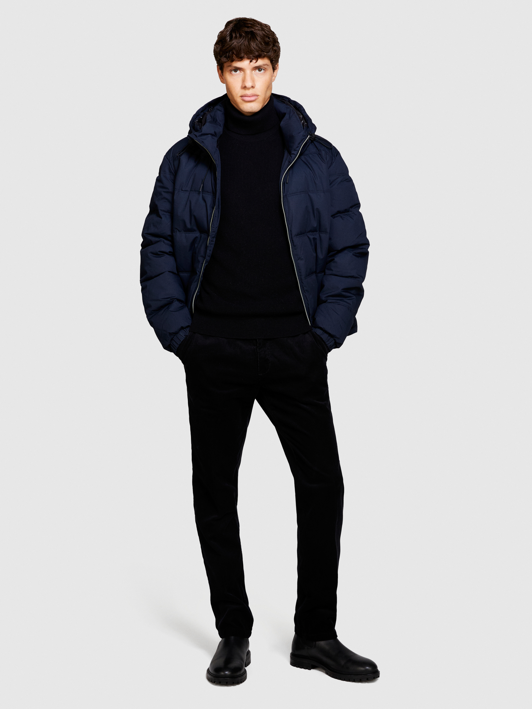 Sisley - Regular Fit High Neck Sweater, Man, Black, Size: M