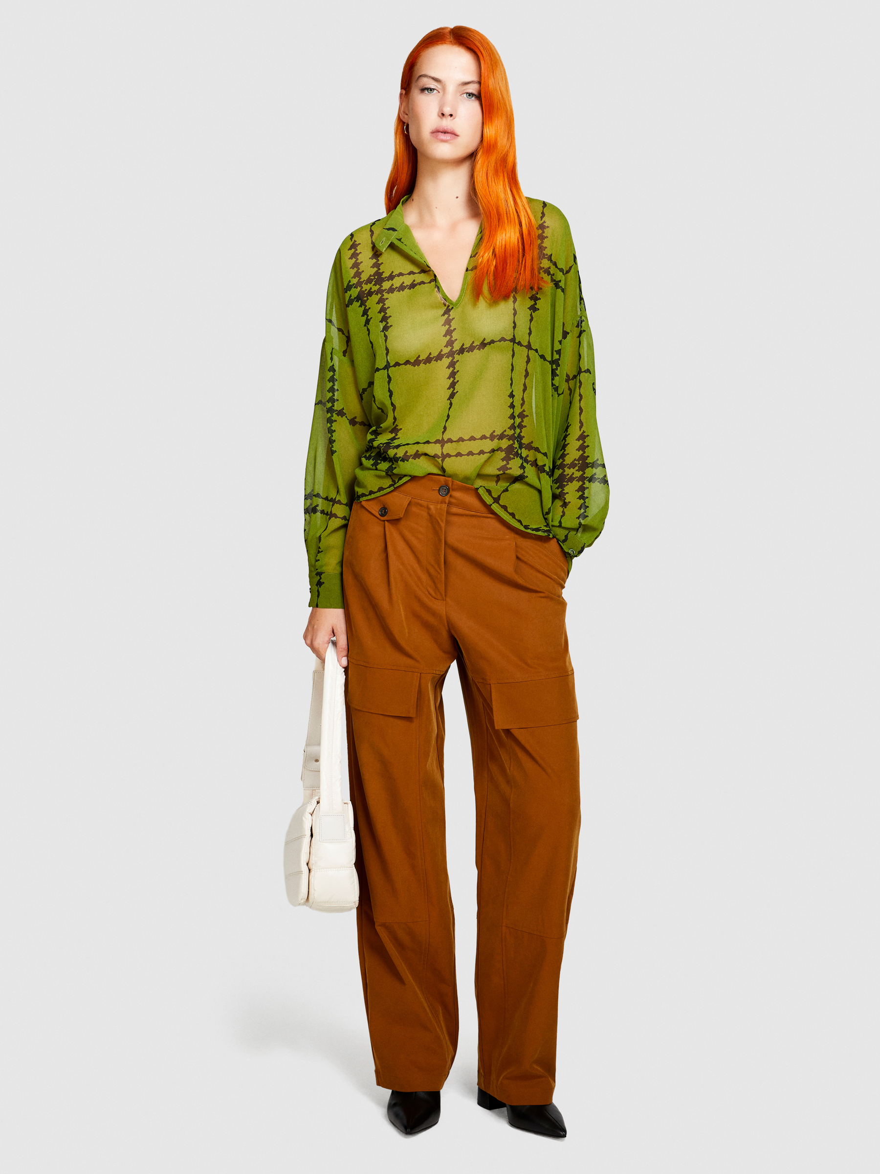 Sisley - Multi-pocket Trousers, Woman, Camel, Size: 42