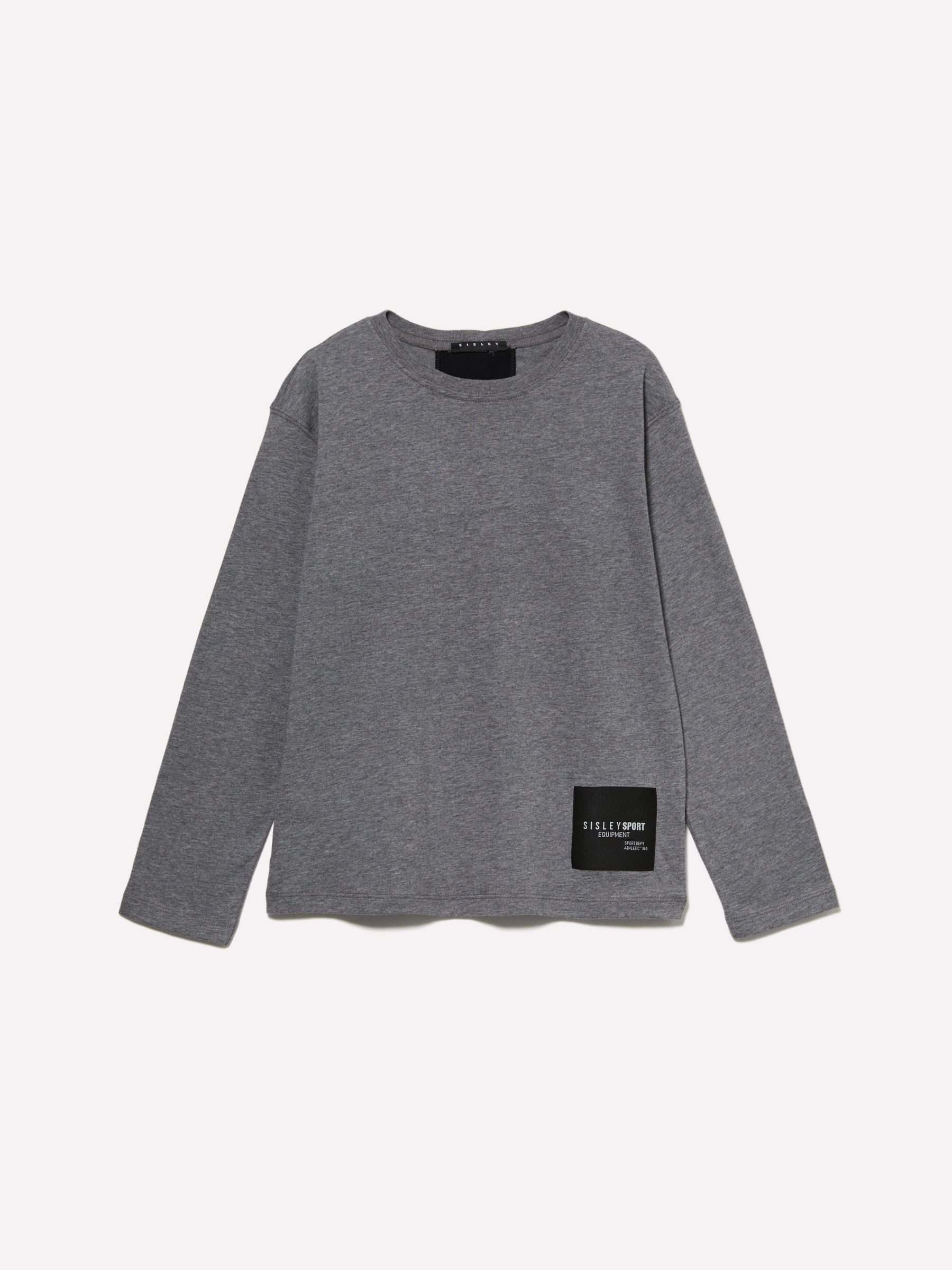 Sisley Young - T-shirt Gris 100 % Coton Bio À Bande, Homme, Gris, Taille: XS