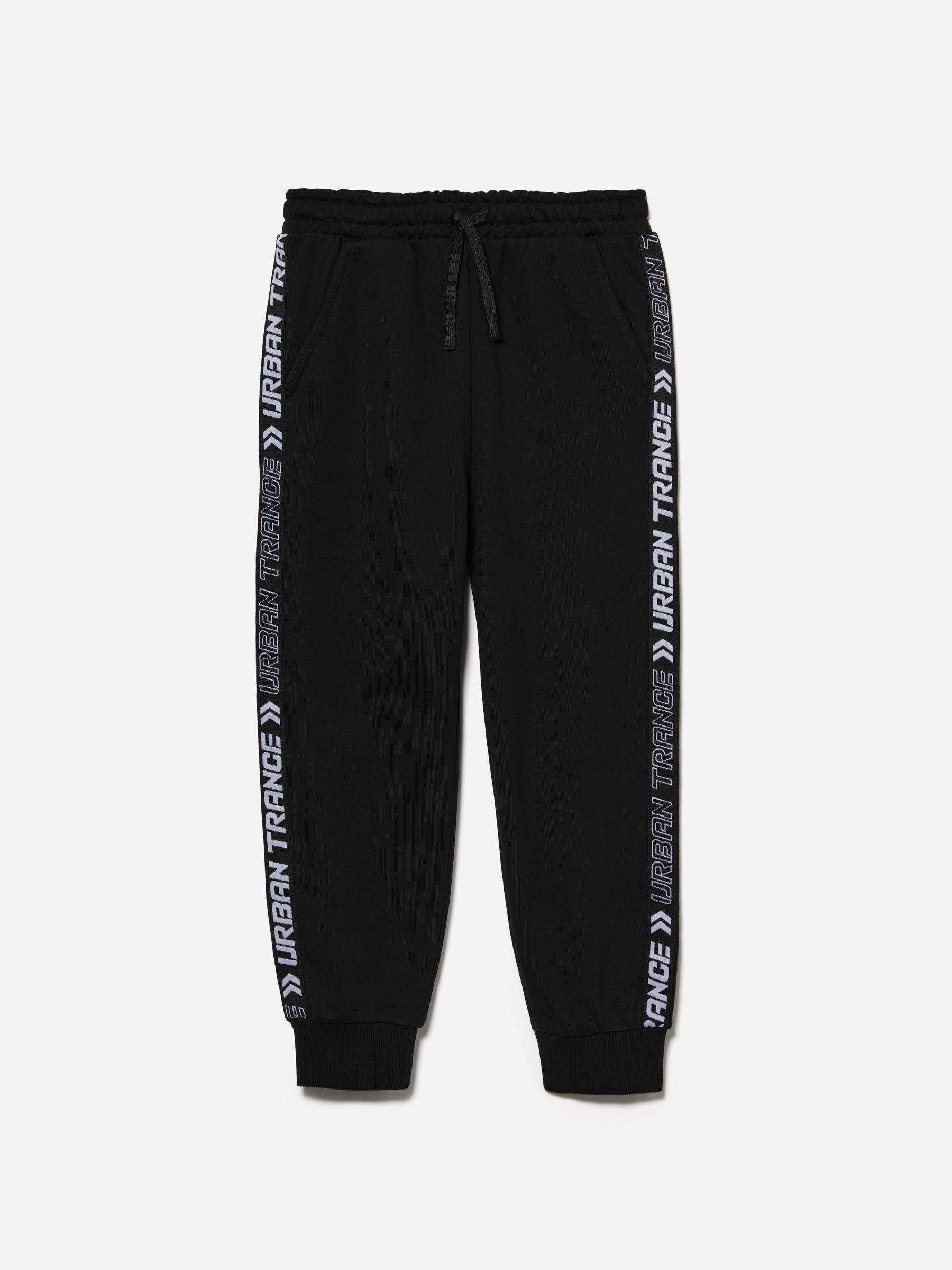 Sisley Young - Jogging Noir À Bandes Lettering, Homme, Noir, Taille: XS