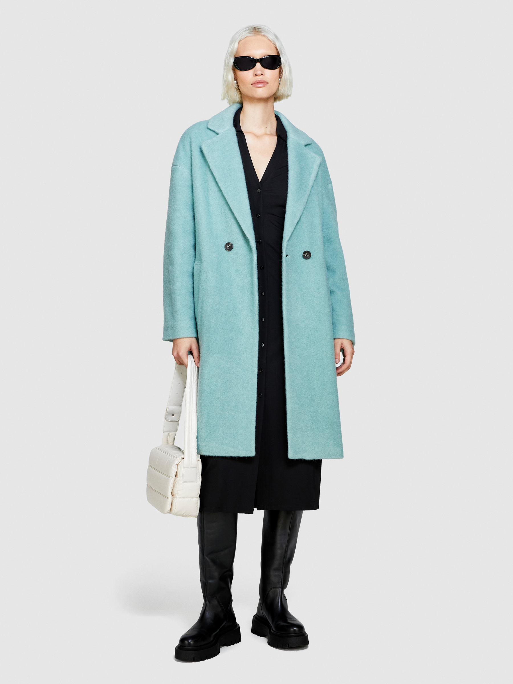 Sisley - Teddy Coat, Woman, Light Blue, Size: 46