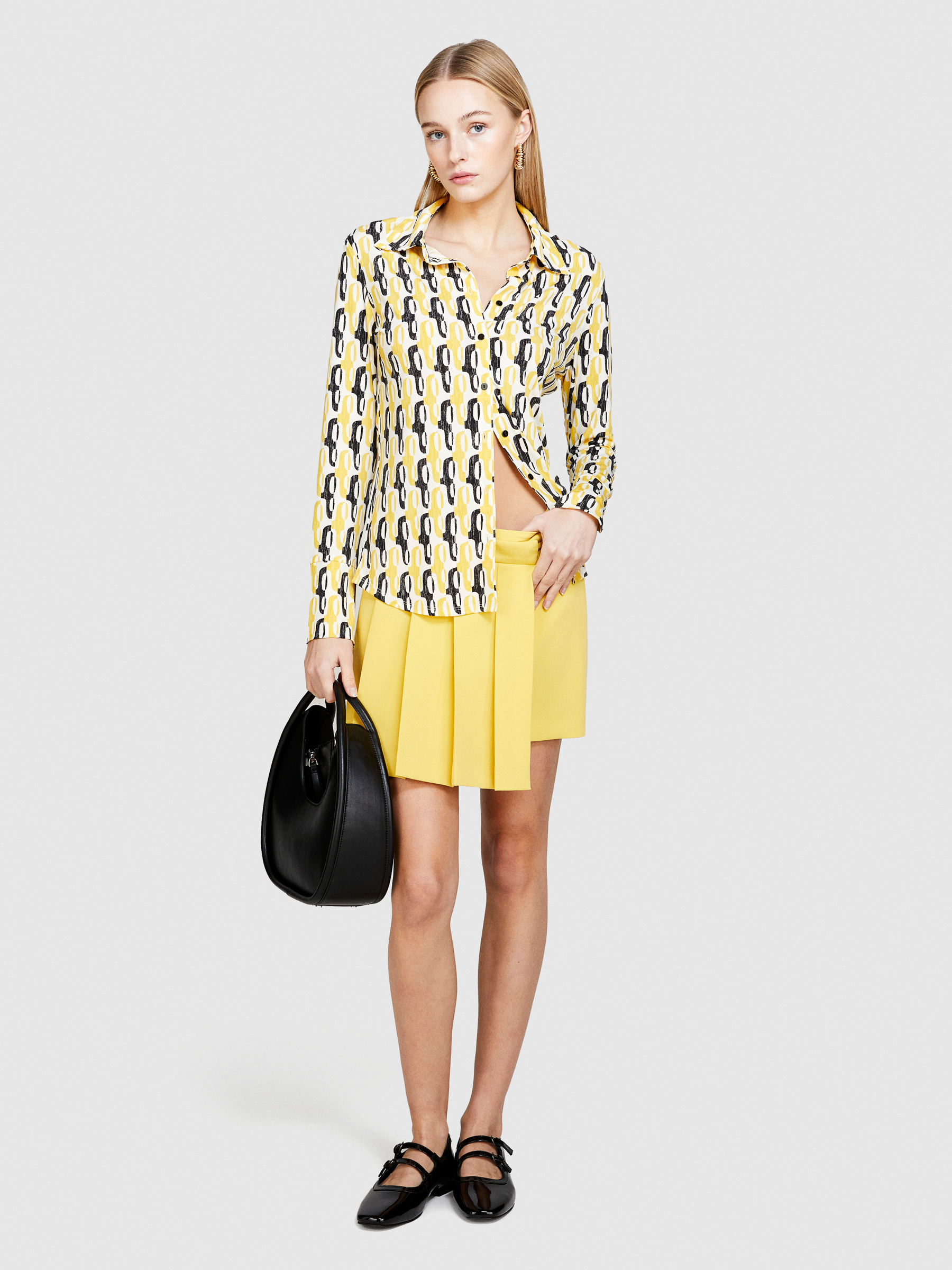 Sisley - Mini Skirt With Pleats, Woman, Yellow, Size: 46