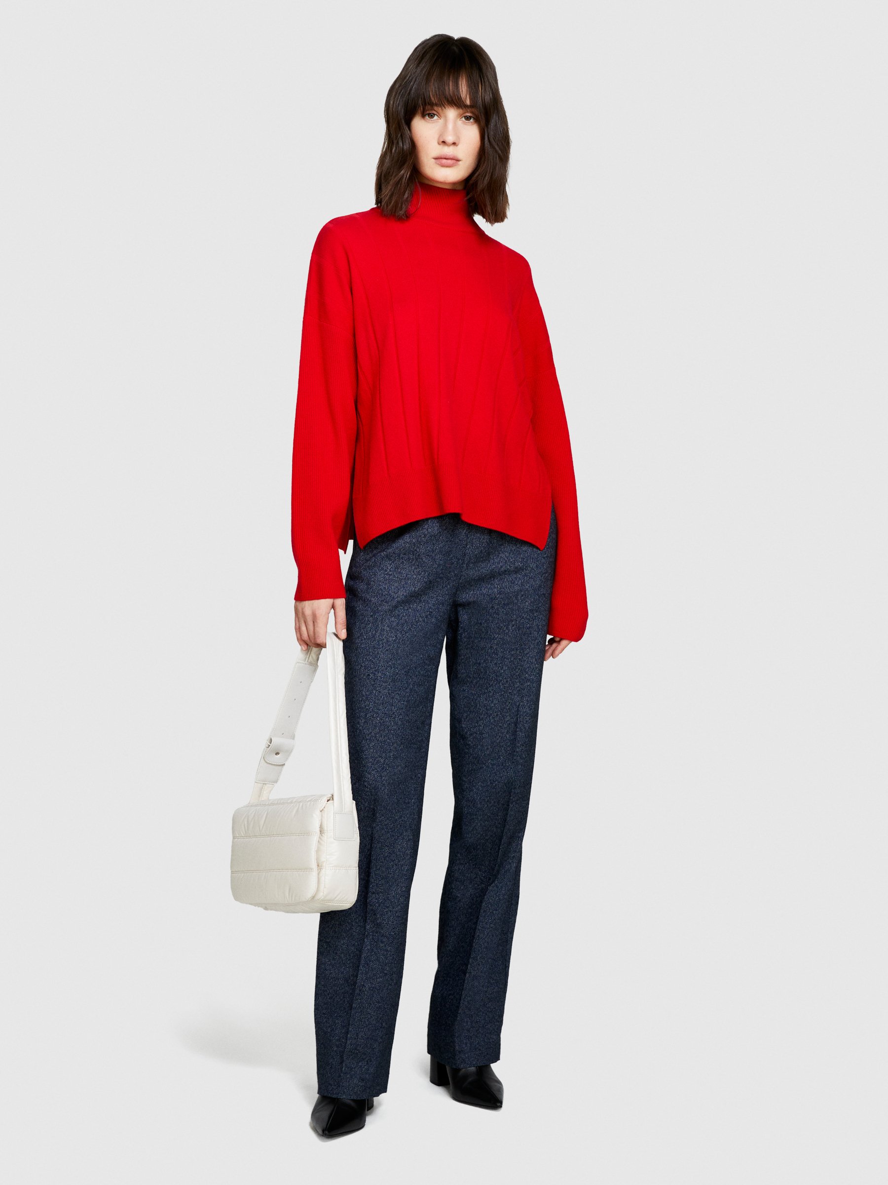 Sisley - Boxy Fit Turtleneck Sweater, Woman, Red, Size: M