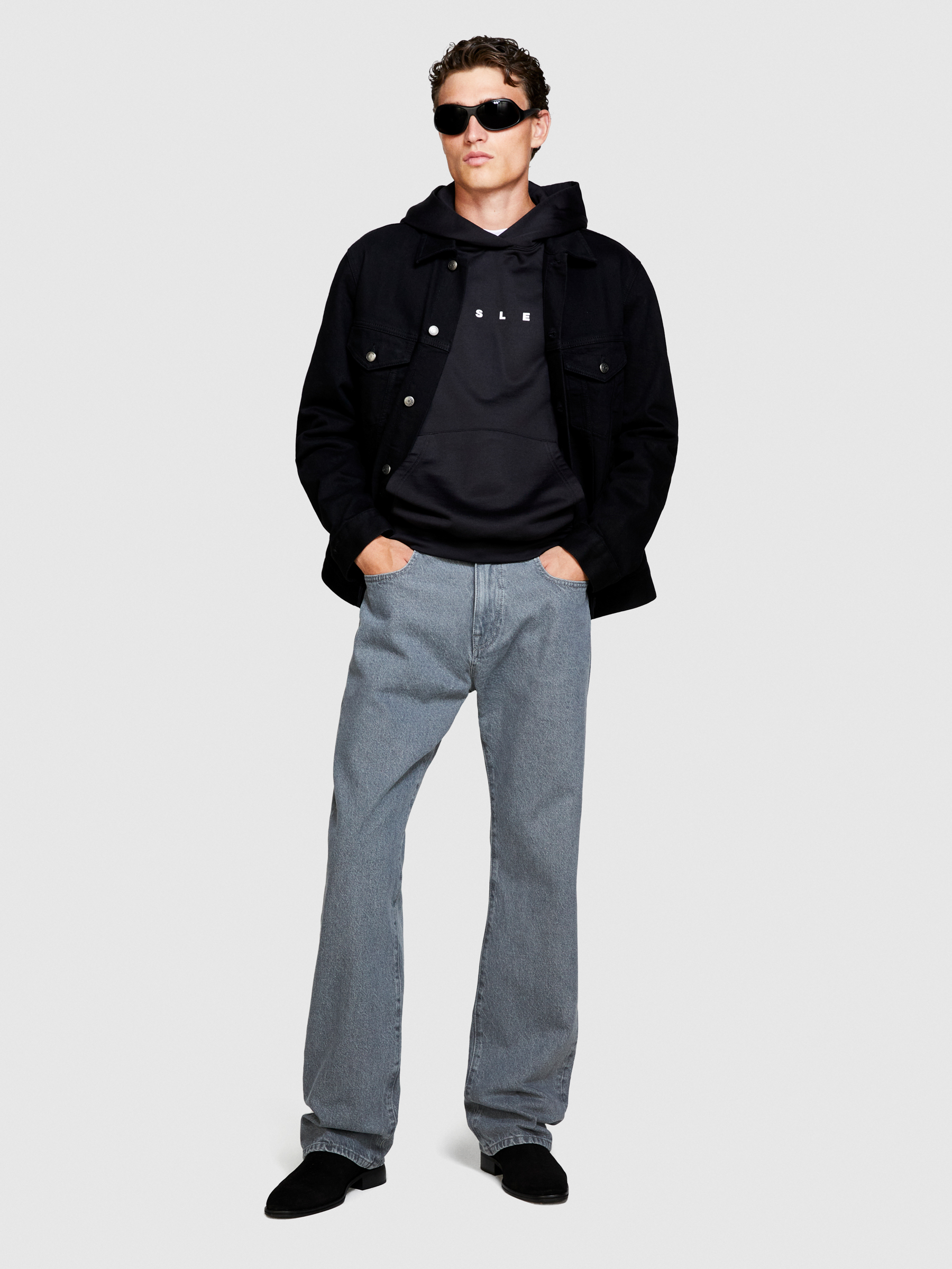 Sisley - Slim Fit Denim Jacket, Man, Black, Size: S