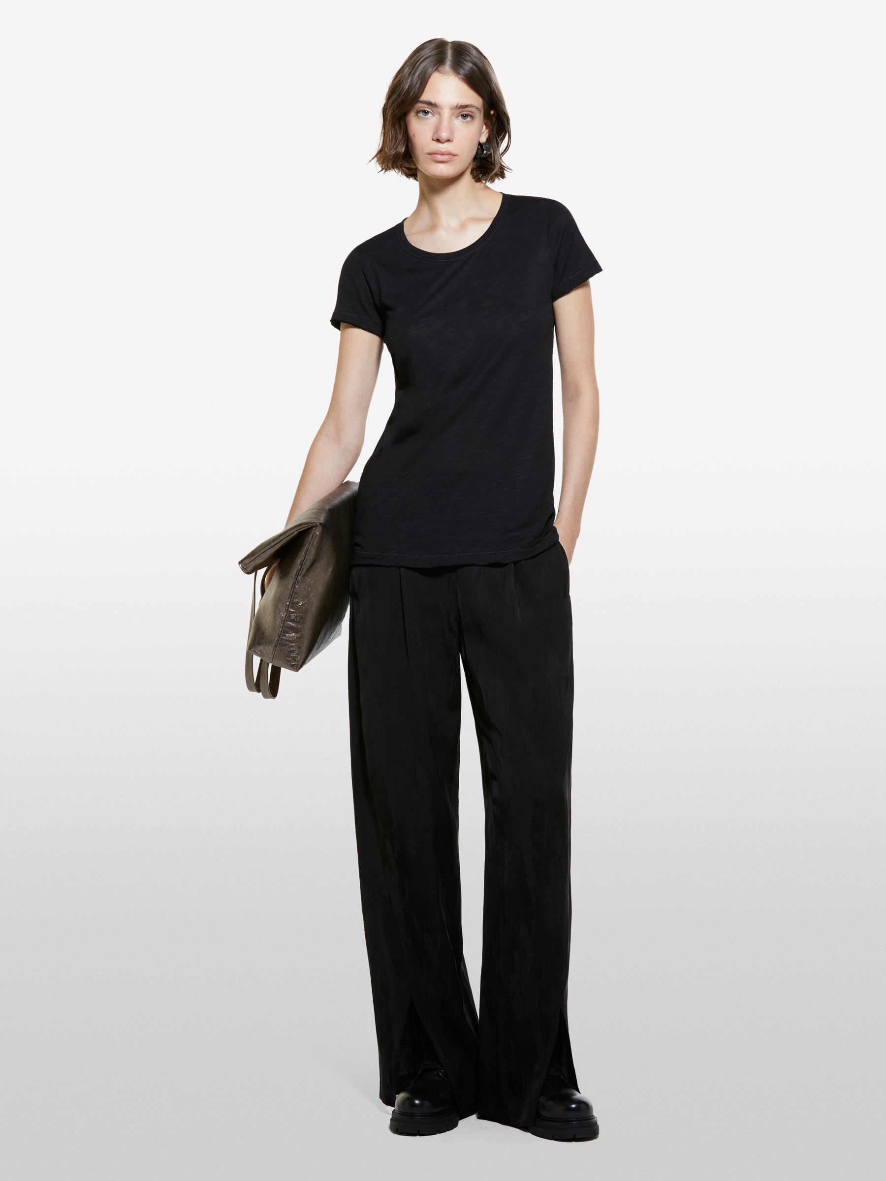 Sisley - T-shirt Noir À Bords Bruts, Femme, Noir, Taille: XS