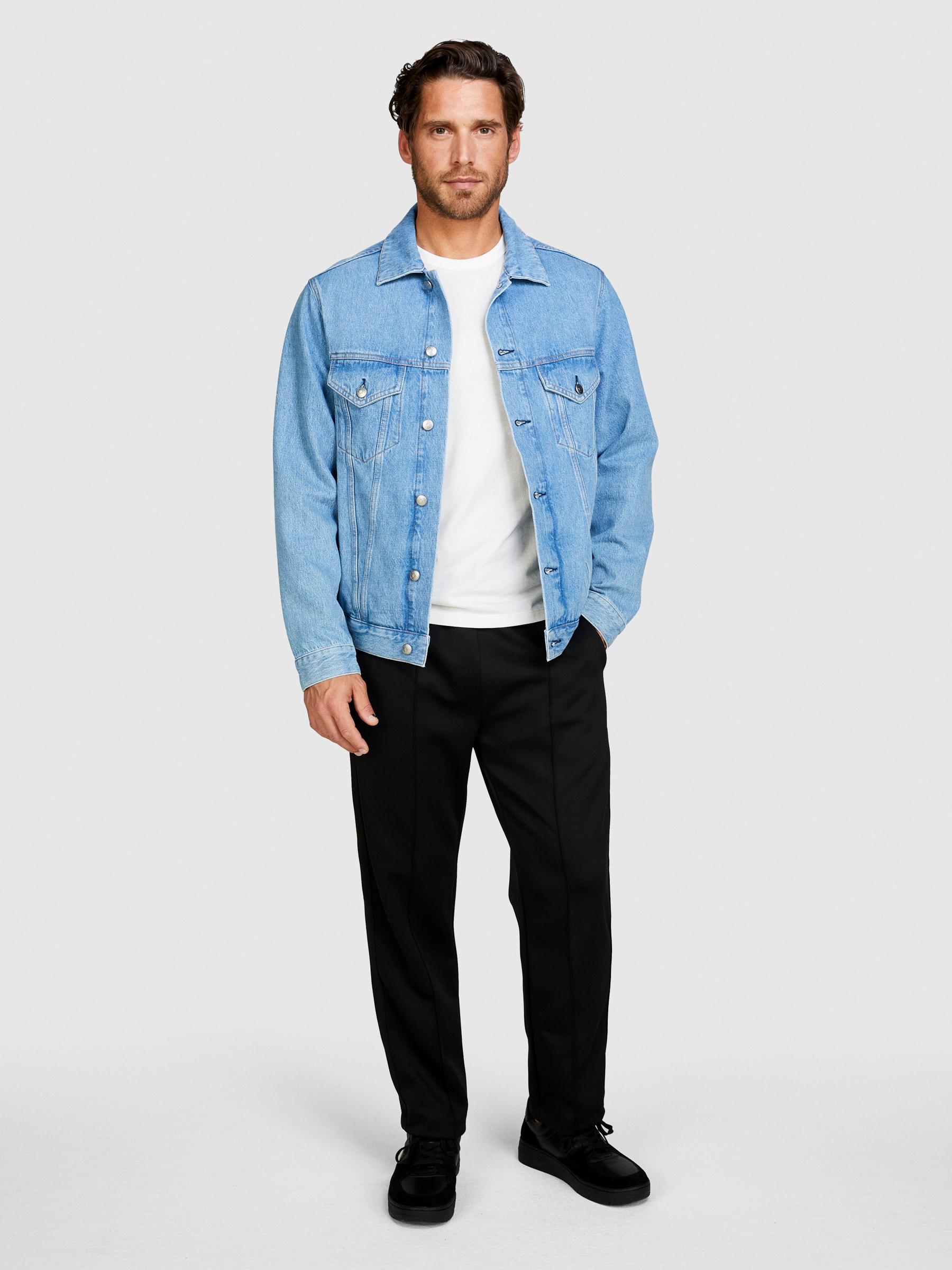 Sisley - Slim Fit Denim Jacket, Man, Light Blue, Size: S