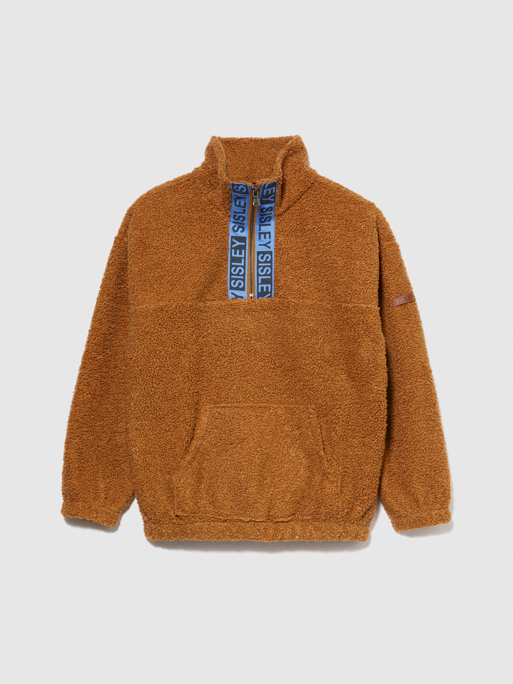 Sisley Young - Teddy Sweatshirt With Logo Band, Man, Camel, Size: XS