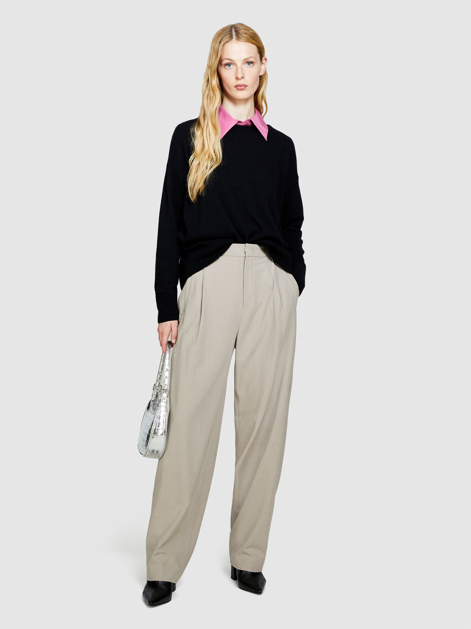 Sisley - Boxy Fit Sweater, Woman, Black, Size: L