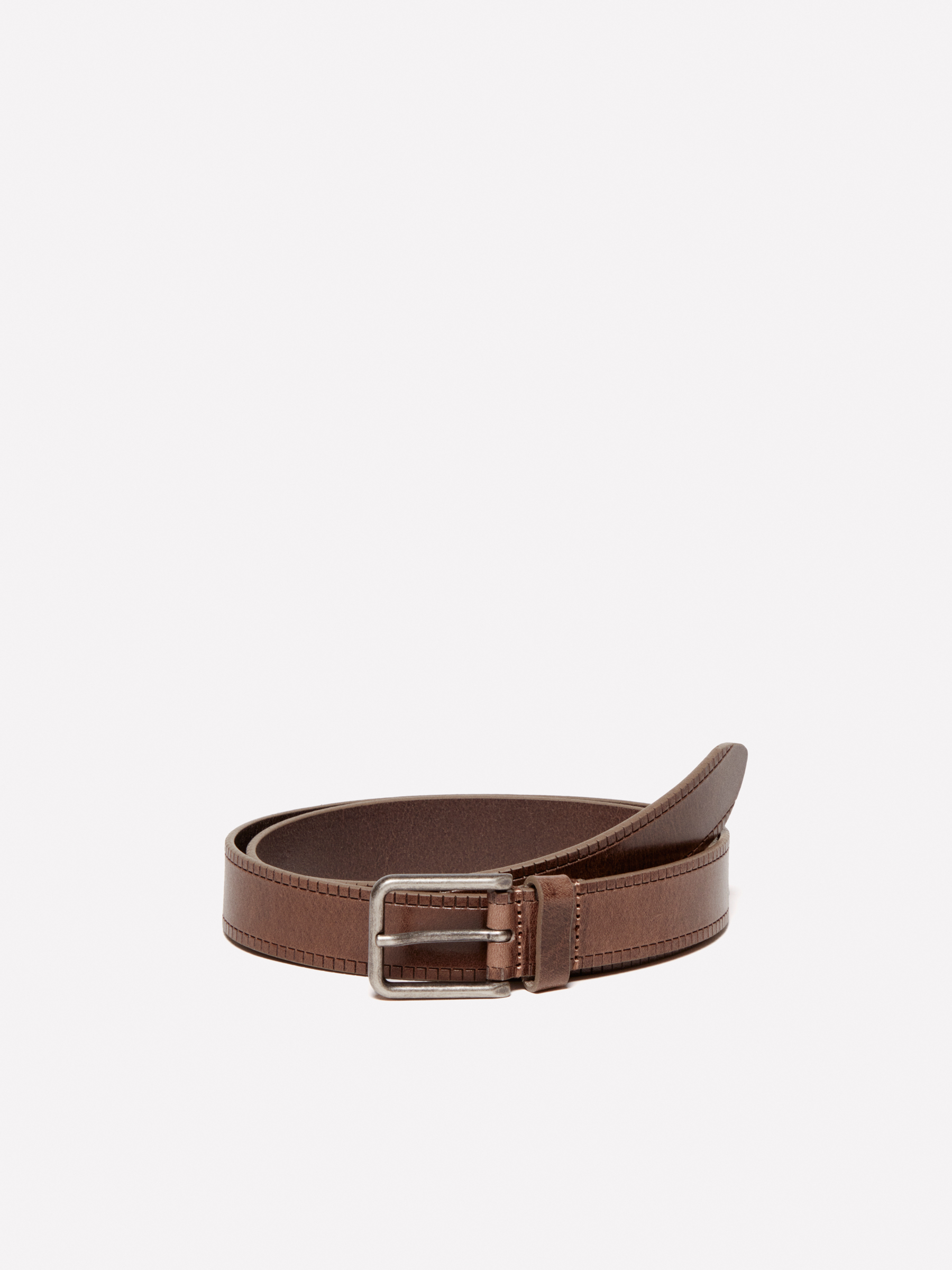 Sisley - Ceinture Marron En Cuir À Micro-tressage, Homme, Marron, Taille: XL