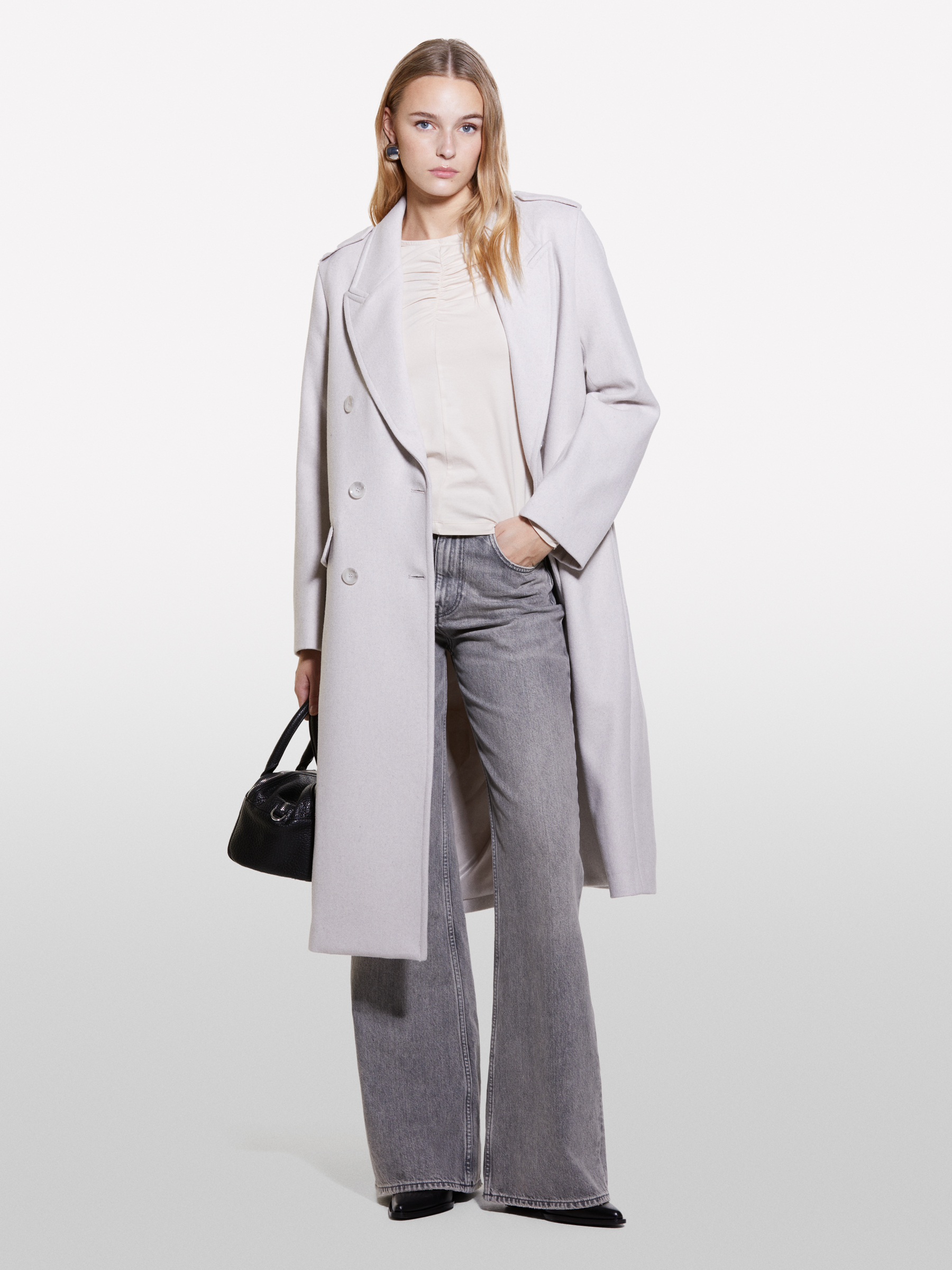 Sisley - Manteau Long Crème, Femme, Crème, Taille: XS