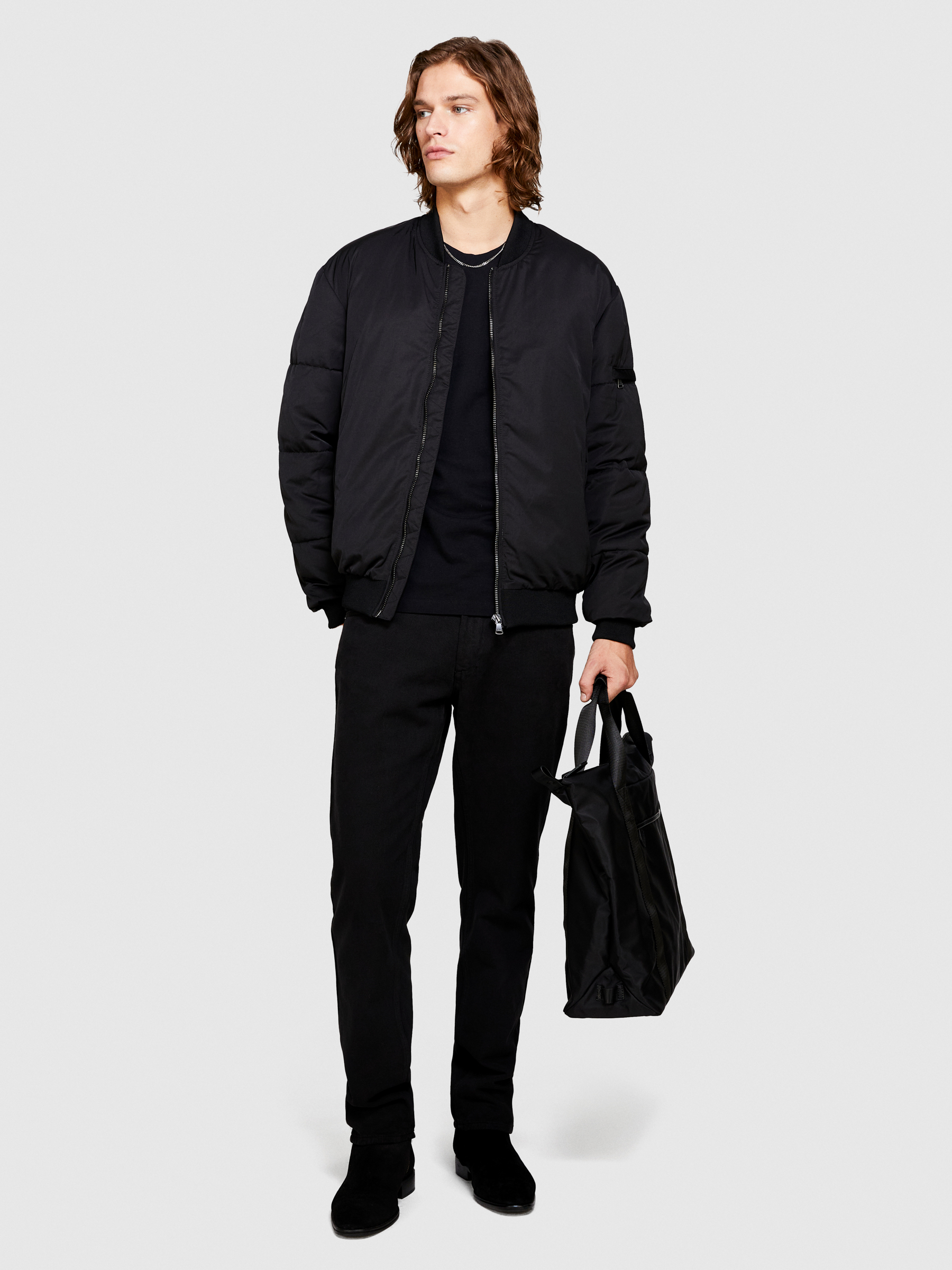 Sisley - Stockholm Trousers In Colored Denim, Man, Black, Size: 36