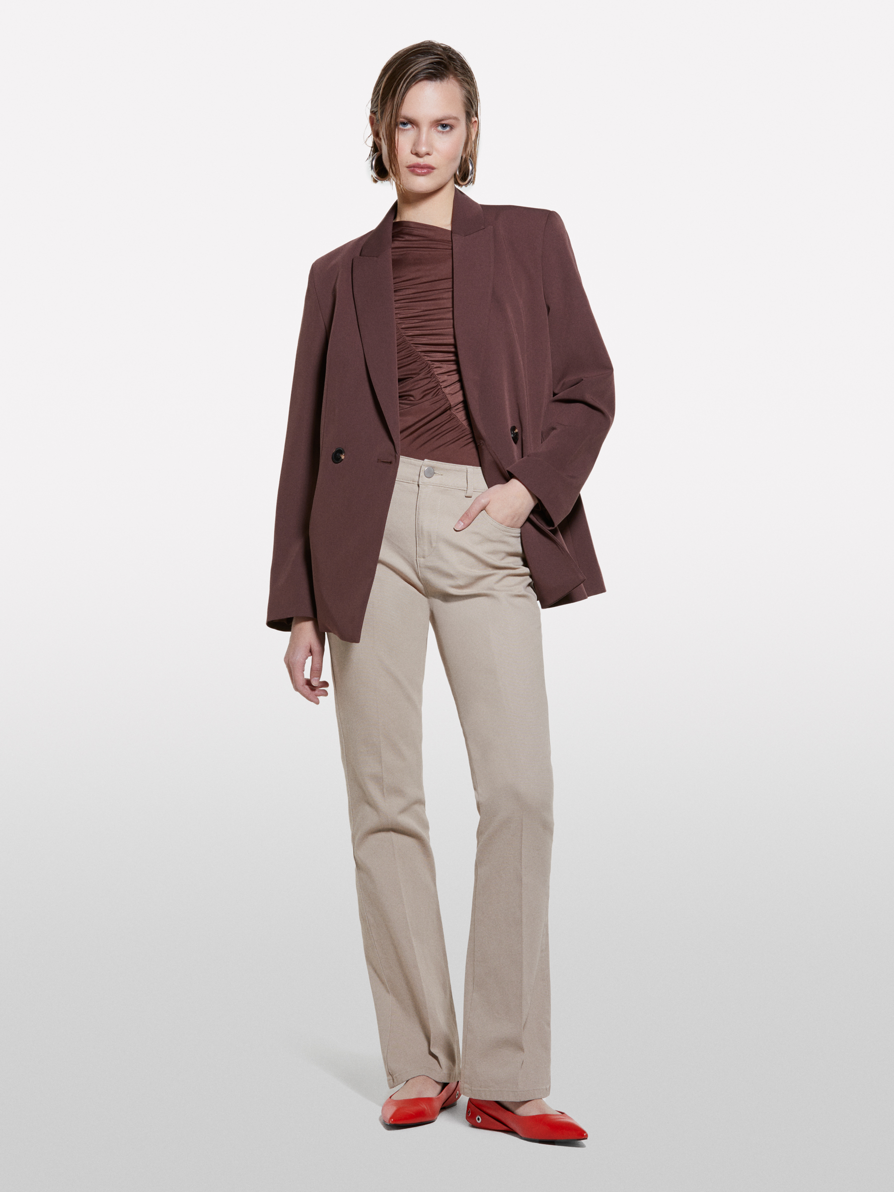  Sisley - Παντελόνι Flare Fit Μπεζ, θήλυ, Μπεζ, μέγεθος: 38 2025