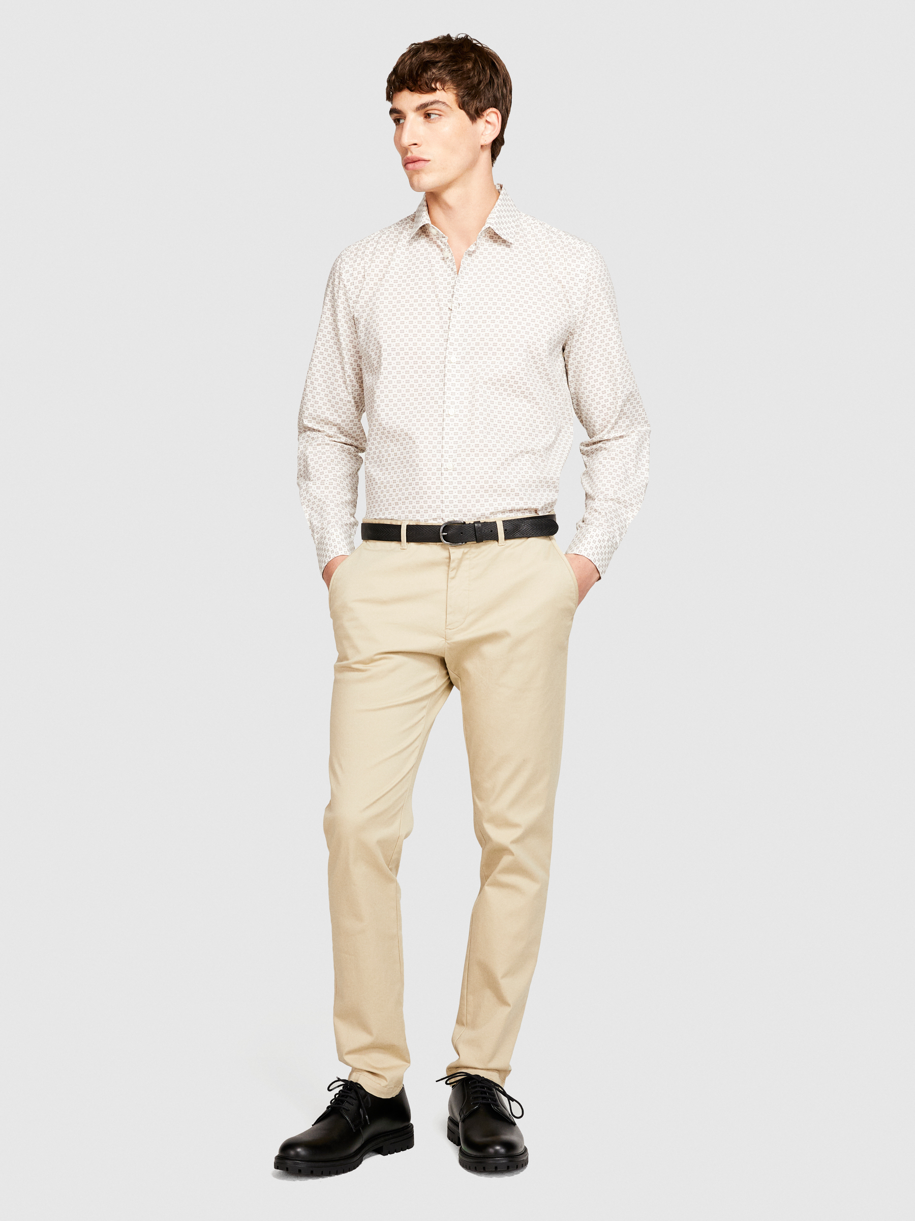 Sisley - Printed Shirt, Man, Beige, Size: XL