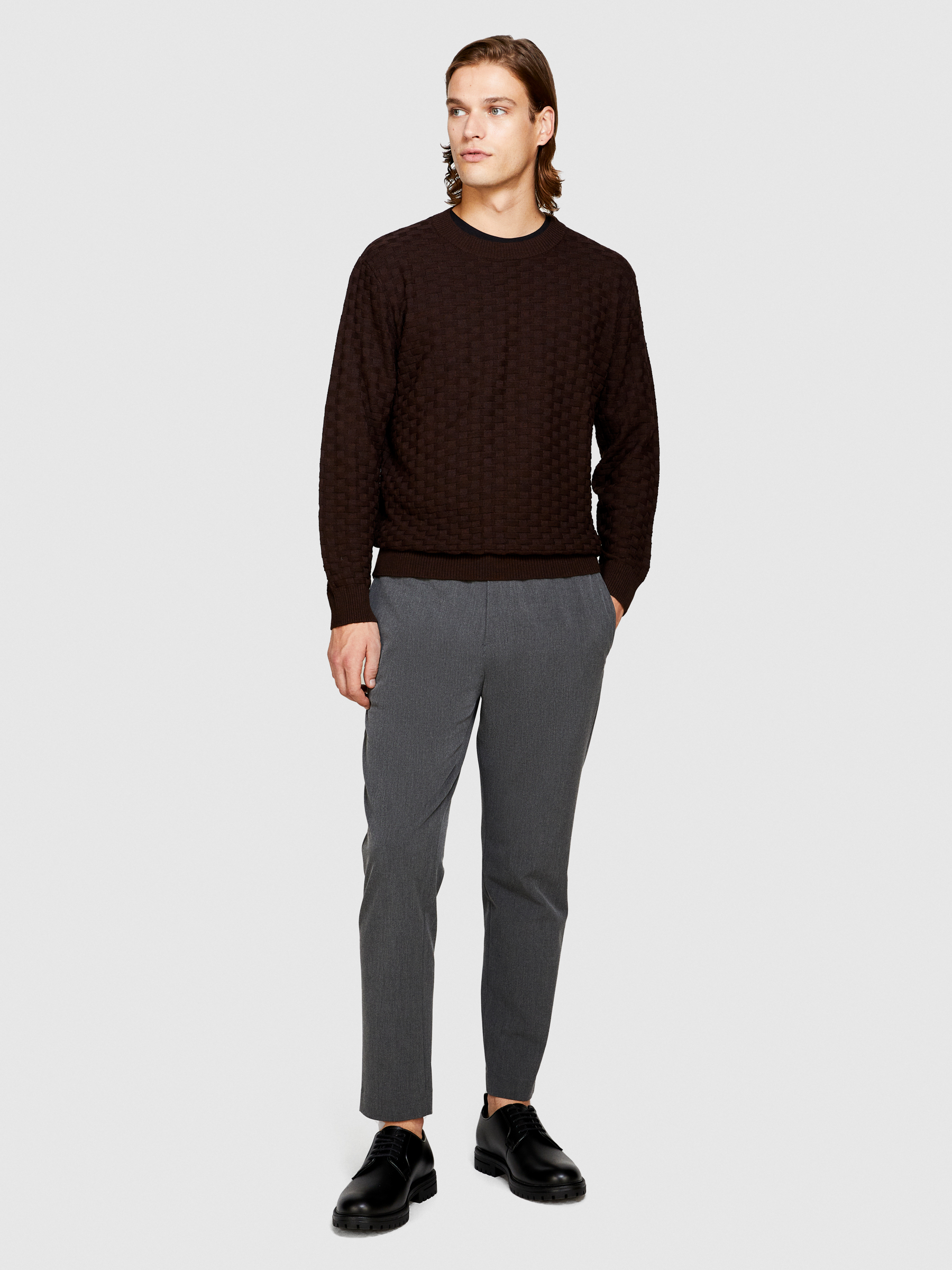 Sisley - Regular Fit Sweater, Man, Dark Brown, Size: S