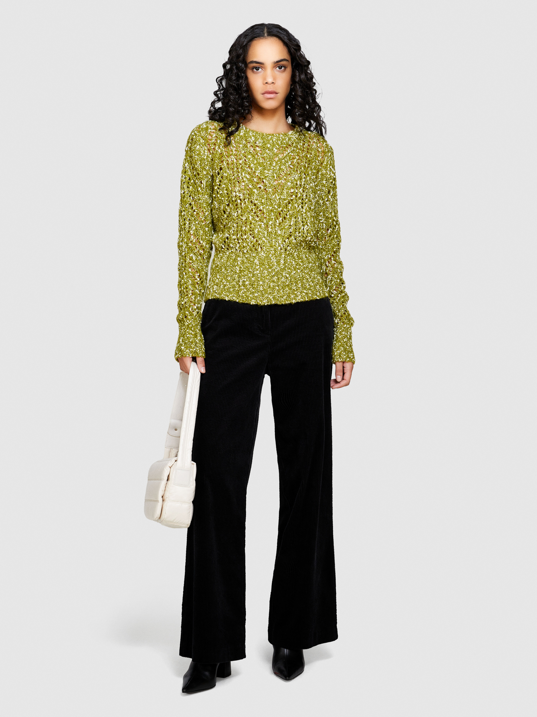 Sisley - Boucle Sweater, Woman, Olive Green, Size: XS