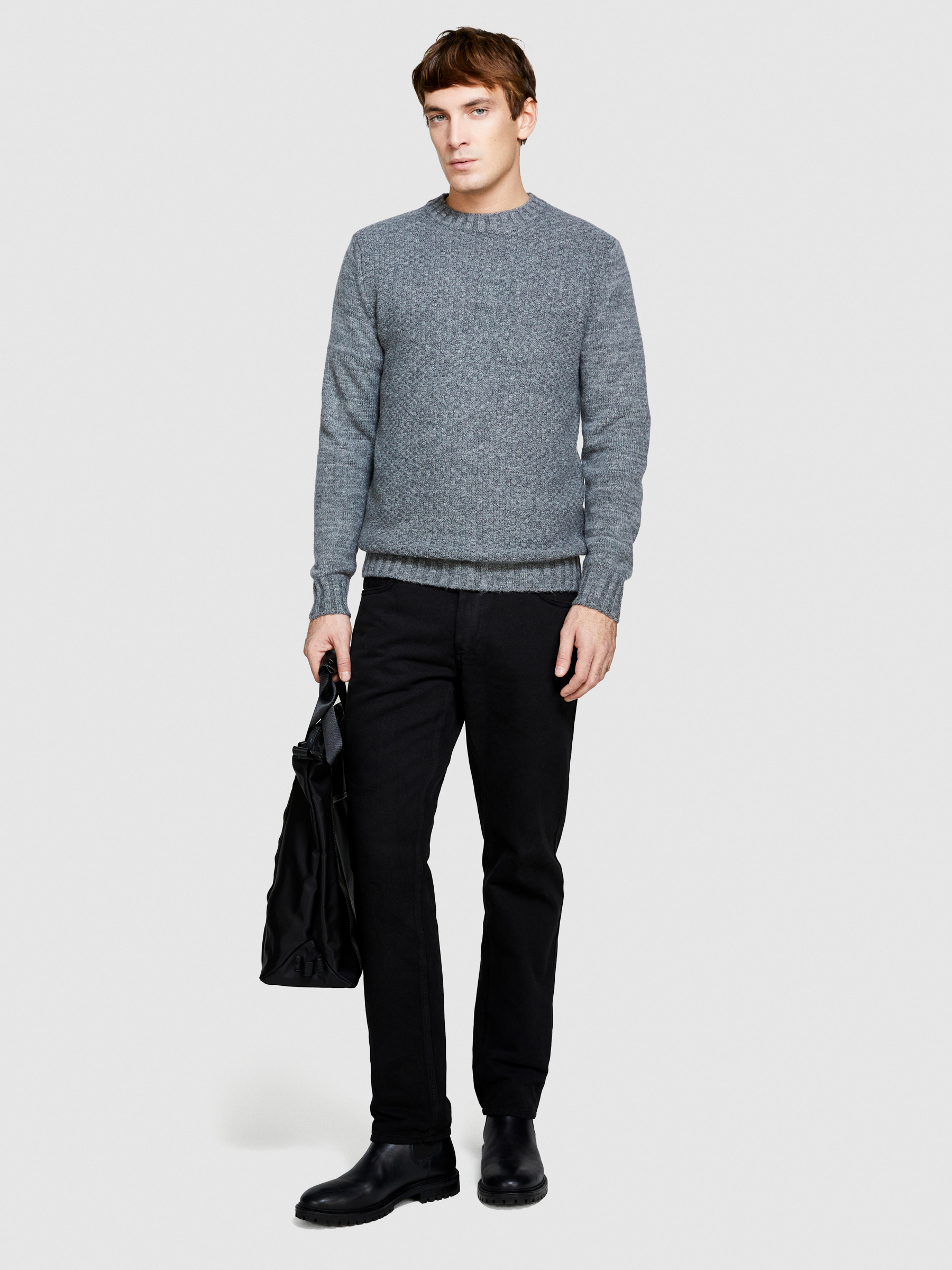 Sisley - Knit Sweater, Man, Gray, Size: XL