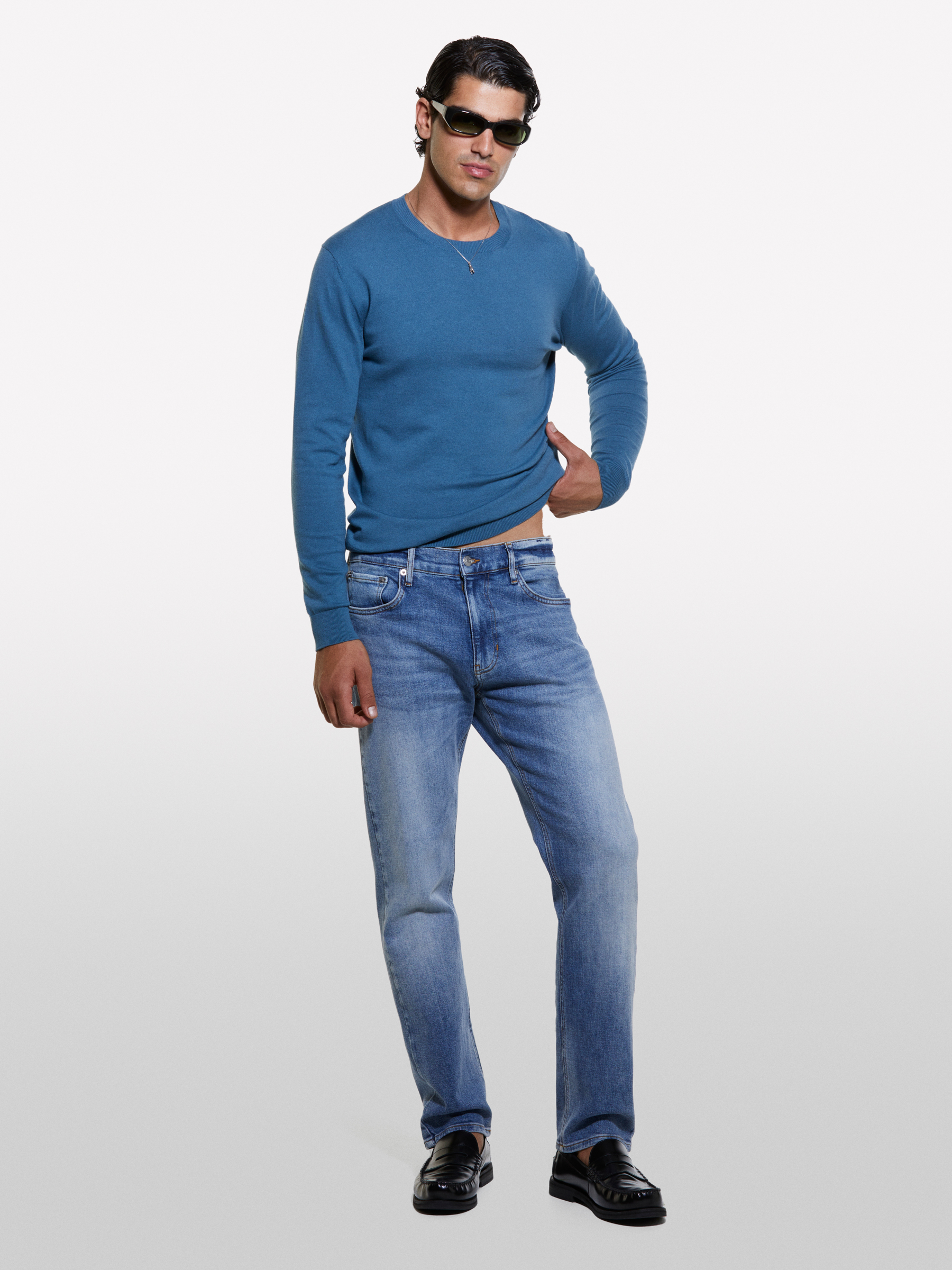 Sisley - Pull Uni Bleu, Homme, Bleu, Taille: XL