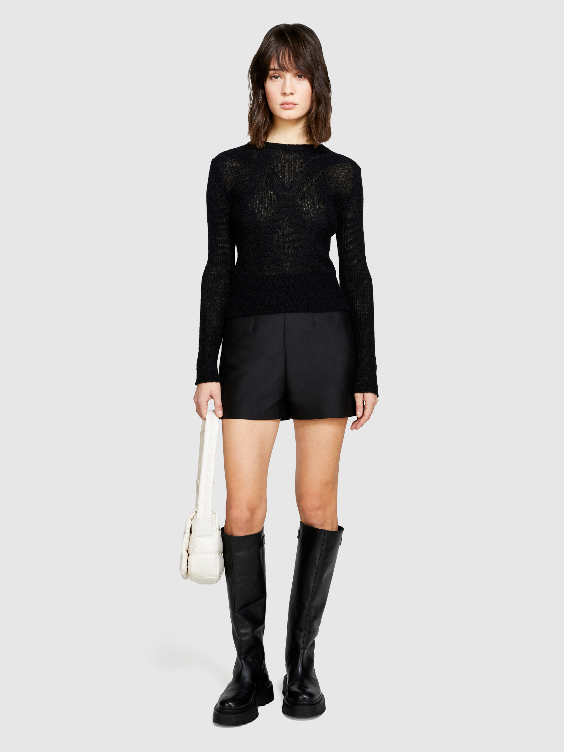 Sisley - Knit Sweater, Woman, Black, Size: S