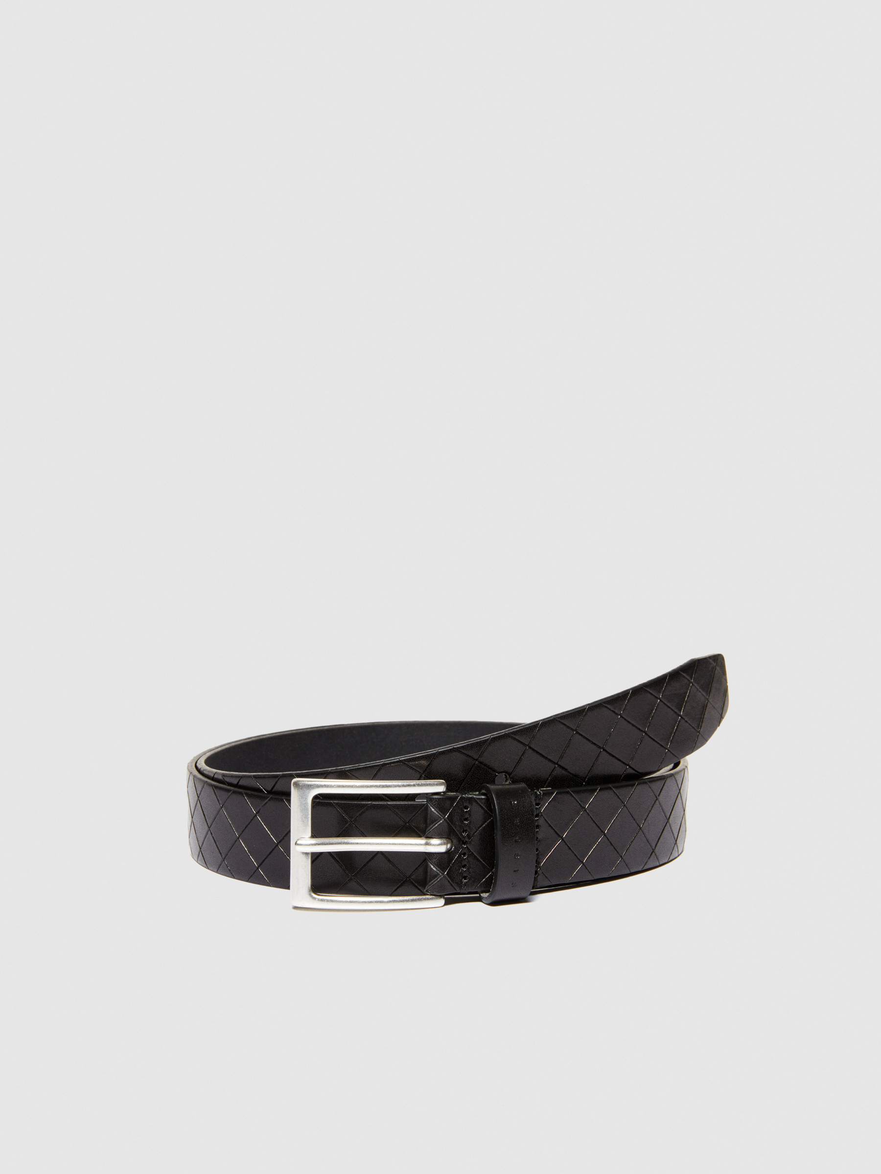 Sisley - Leather Belt With Braiding, Man, Black, Size: L