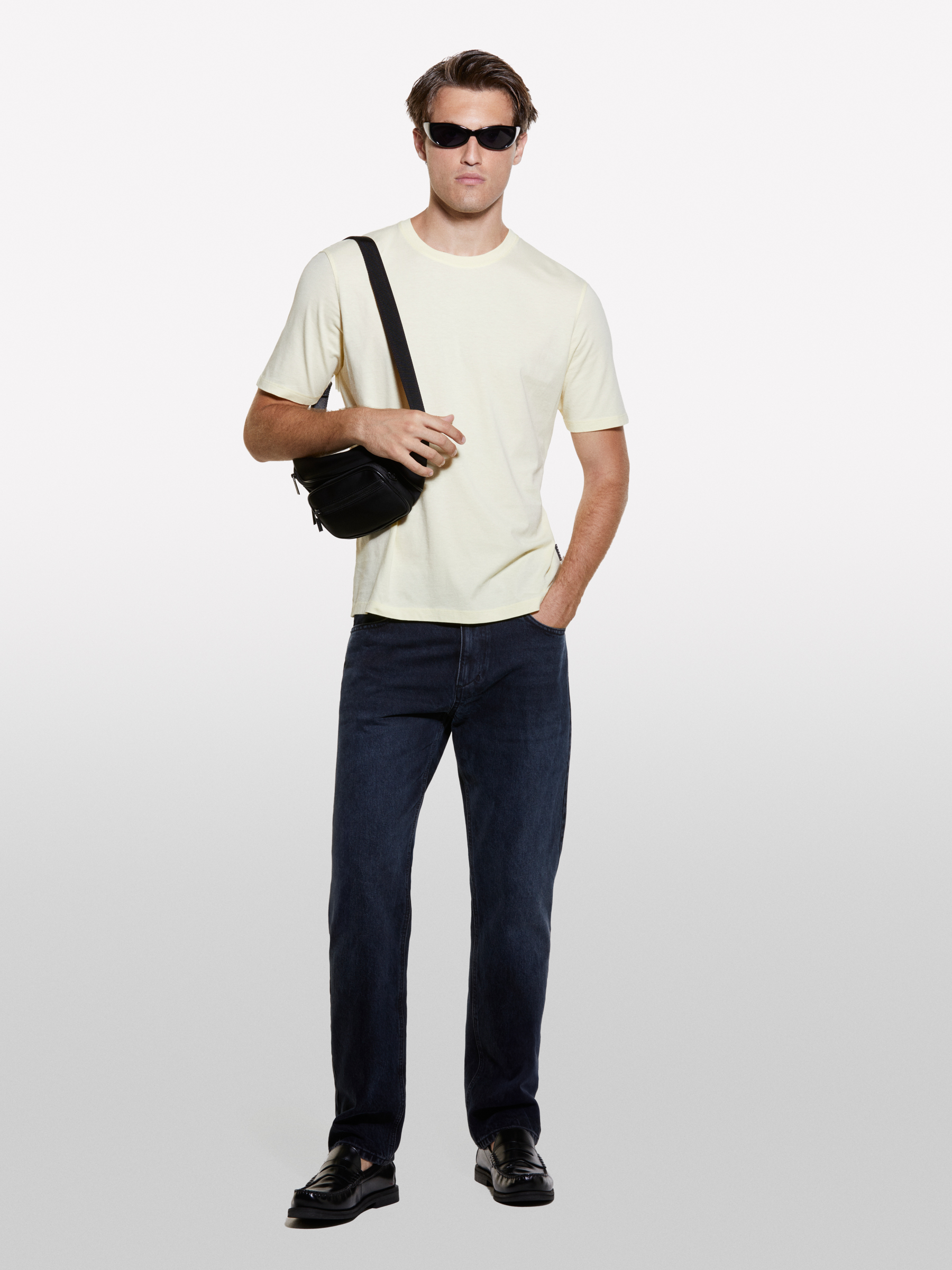 Sisley - T-shirt Jaune À Col Rond En 100 % Coton Bio, Homme, Jaune, Taille: XL