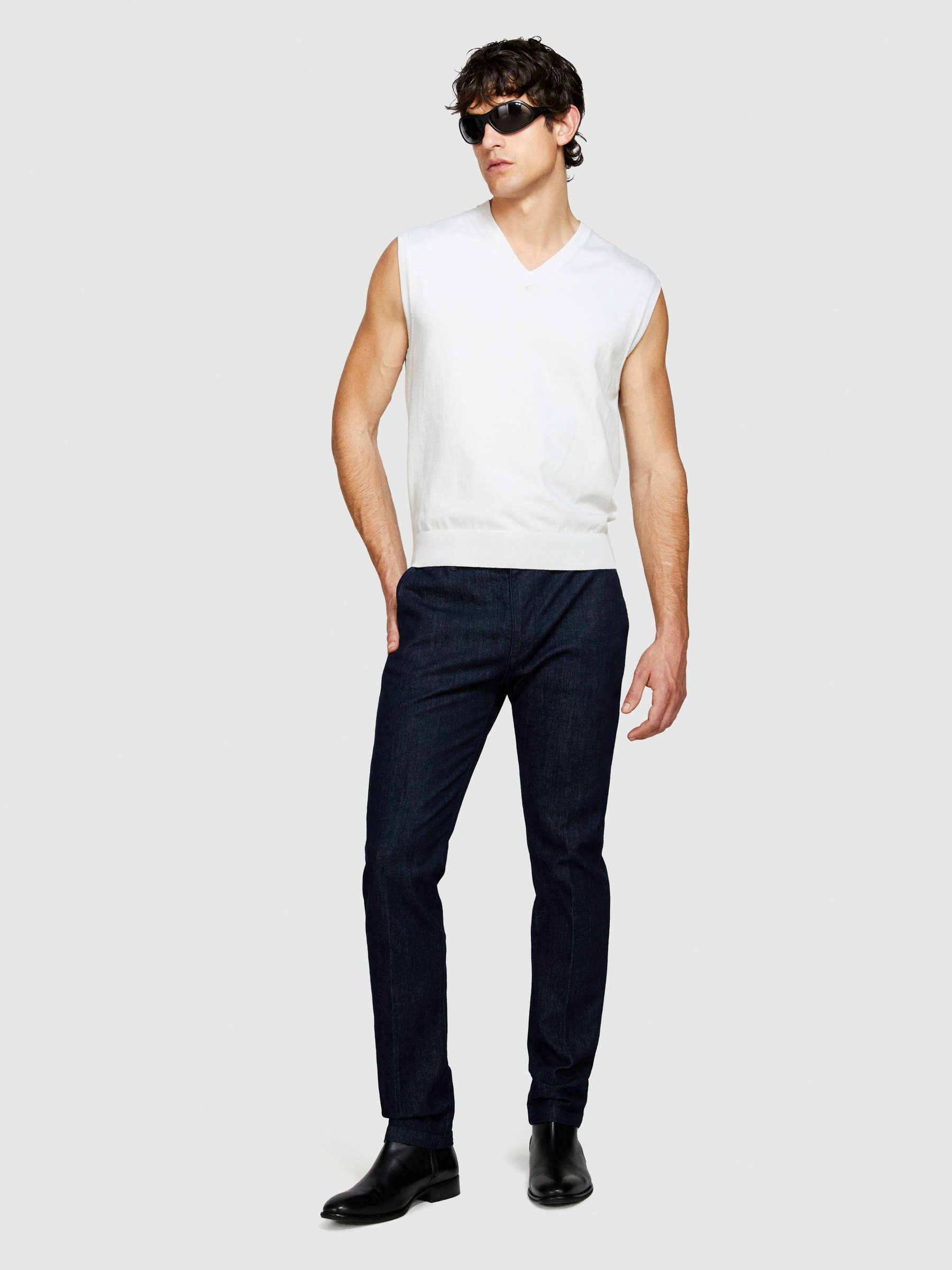 Sisley - Chino Baltimora En Denim, Homme, Bleu Foncé, Taille: 56