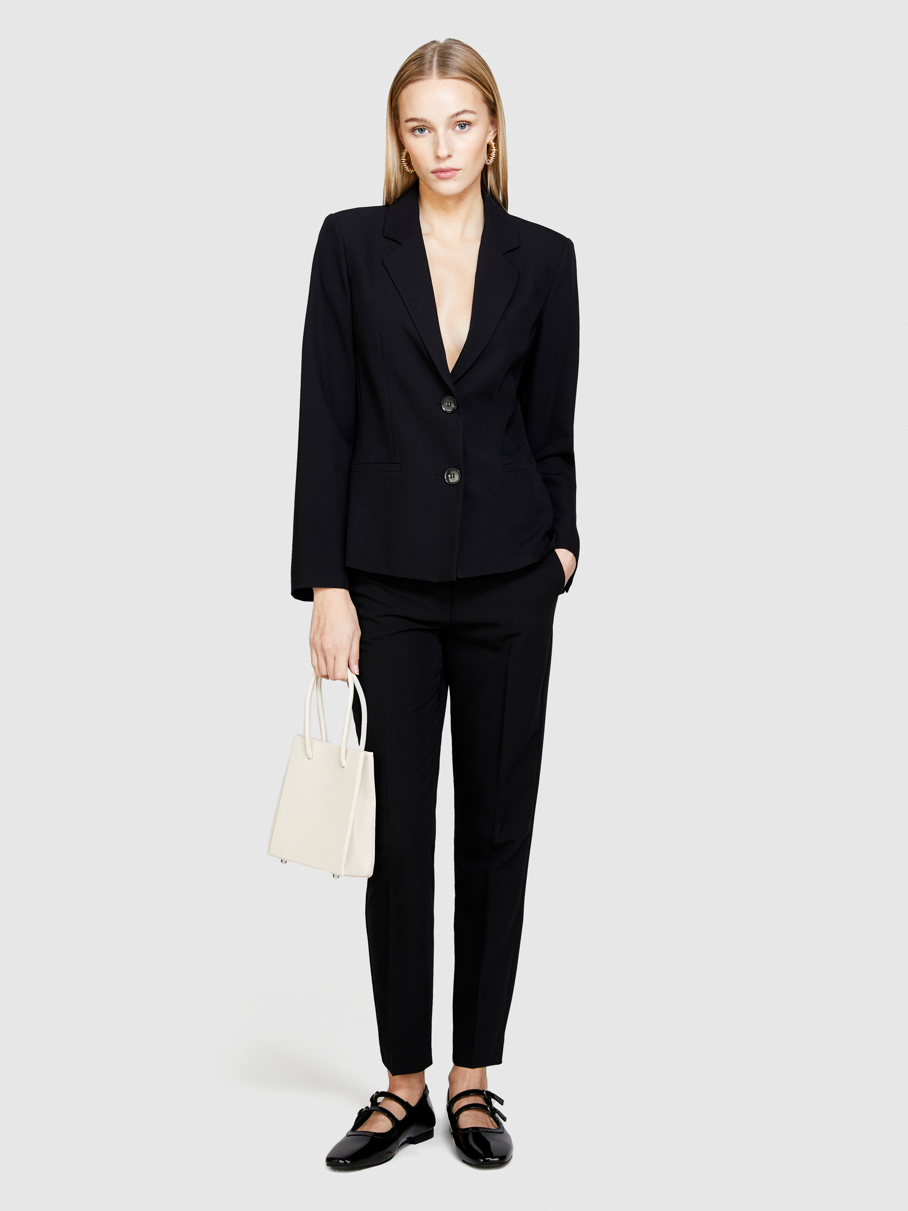 Sisley - Slim Fit Blazer, Woman, Black, Size: 46
