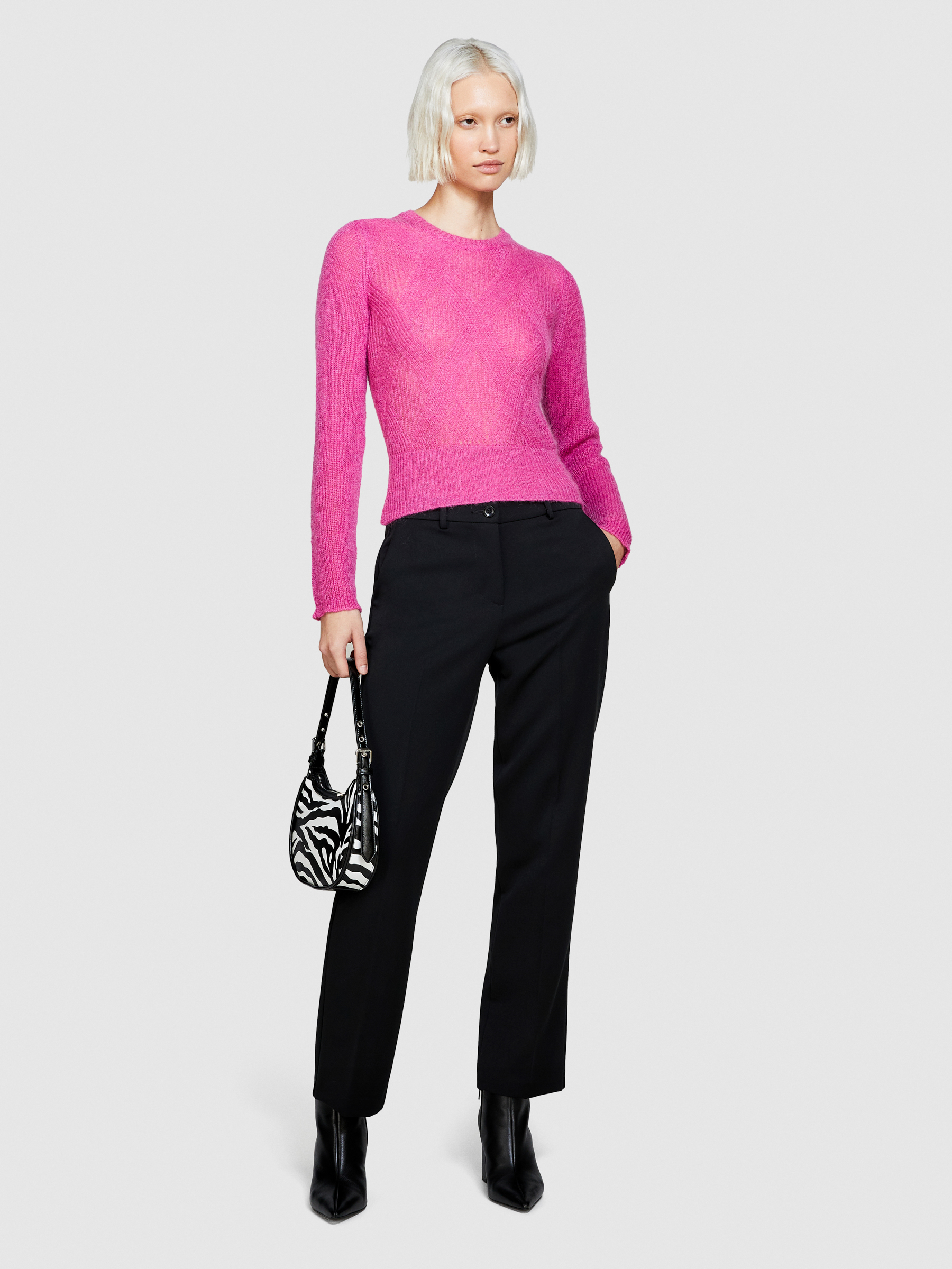 Sisley - Knit Sweater, Woman, Pink, Size: L