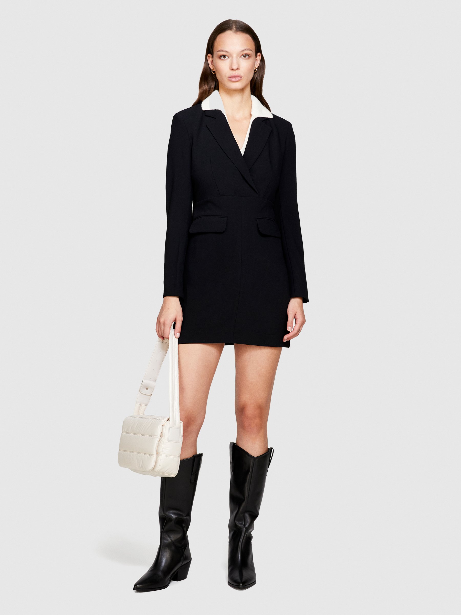 Sisley - Short Blazer Dress, Woman, Black, Size: 40
