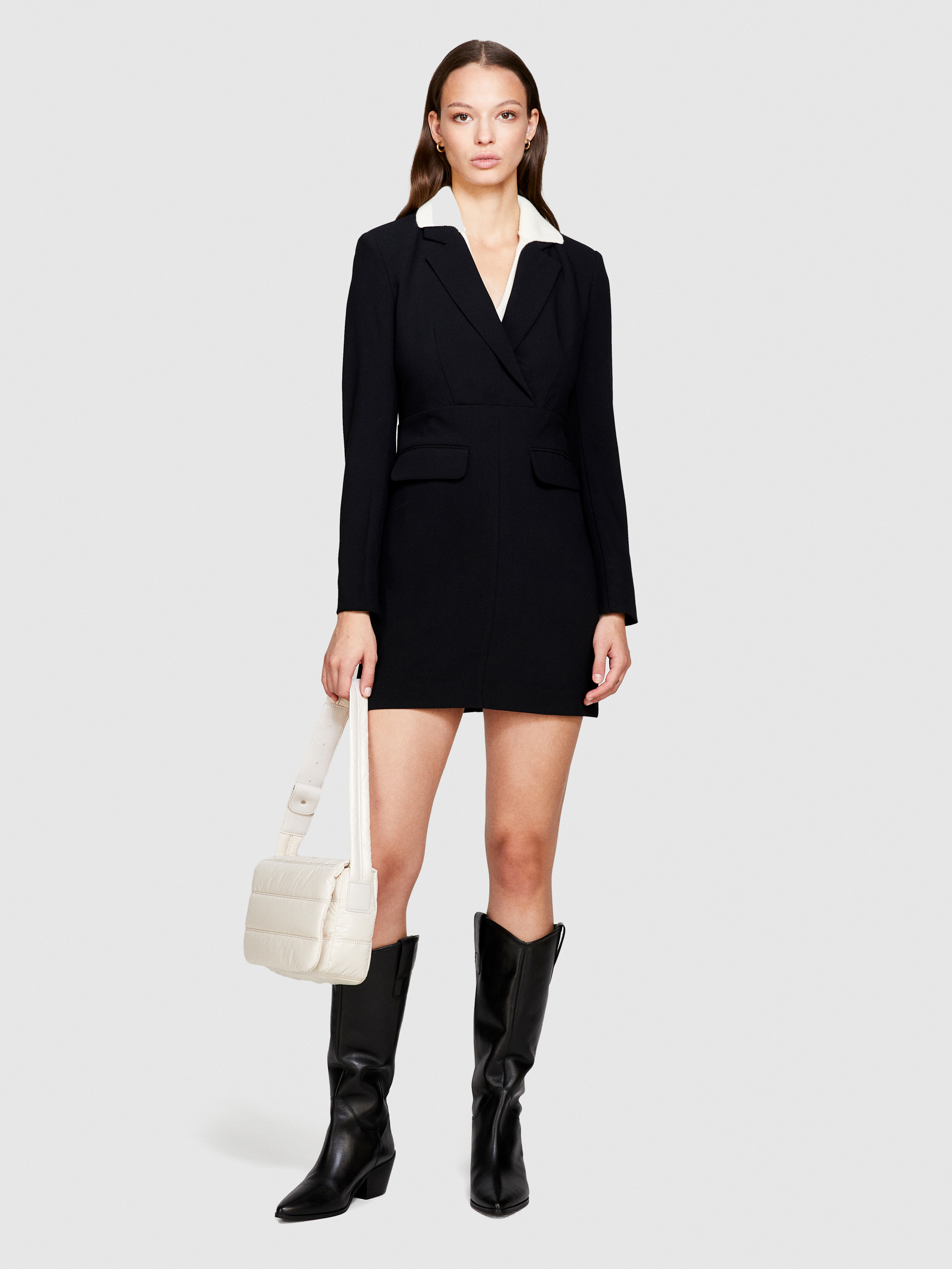Sisley - Short Blazer Dress, Woman, Black, Size: 44
