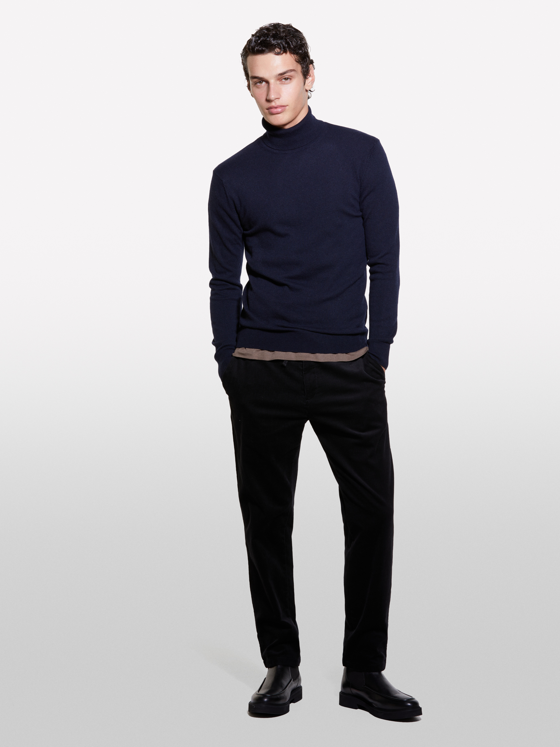 Sisley - Pull Regular Bleu Foncé À Col Montant, Homme, Bleu Foncé, Taille: XL