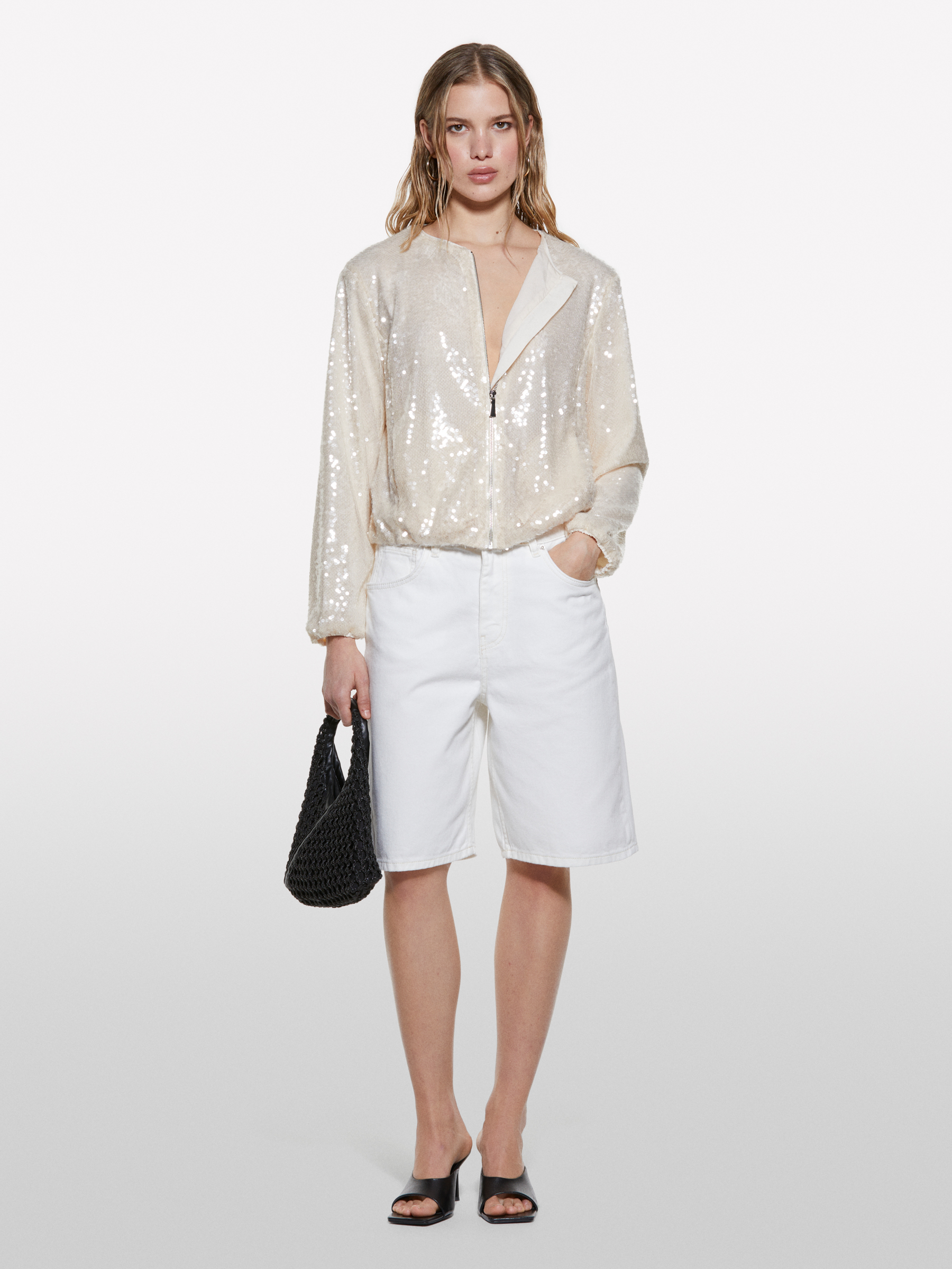  Sisley - Βερμούδα Τζιν Μπεζ Relaxed Fit, θήλυ, Λευκο, μέγεθος: 25 2025