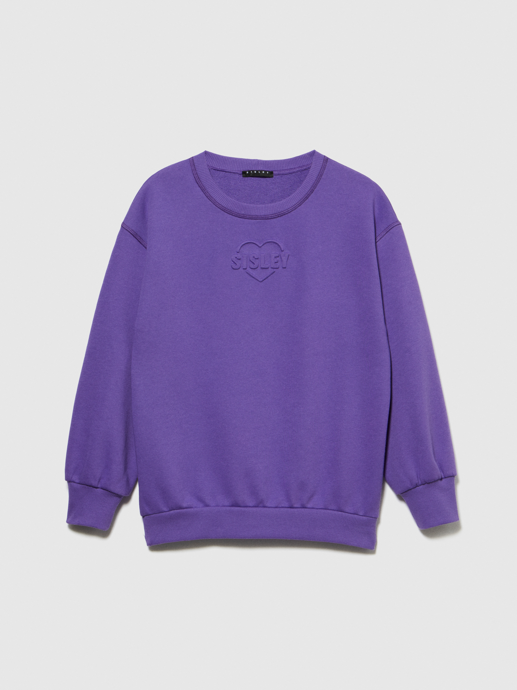 Sisley Young - Sweatshirt With Embossed Print, Woman, Violet, Size: EL