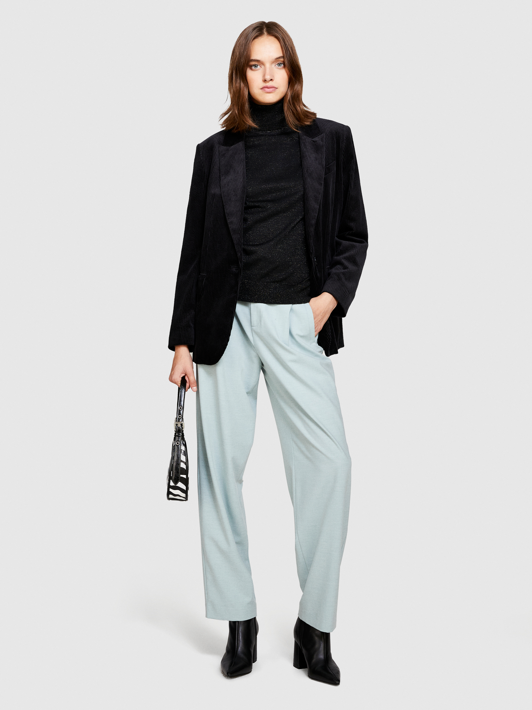 Sisley - Slim Fit Turtleneck Sweater, Woman, Black, Size: L