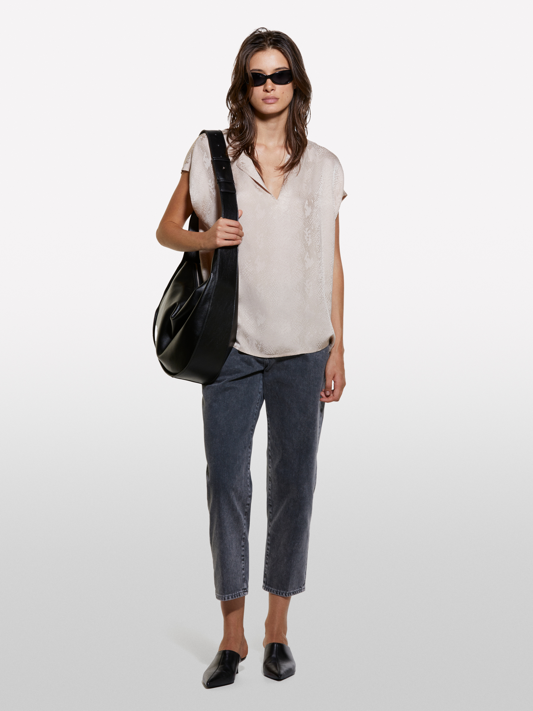 Sisley - Blouse Jacquard Rose Clair, Femme, Rose Pâle, Taille: XS