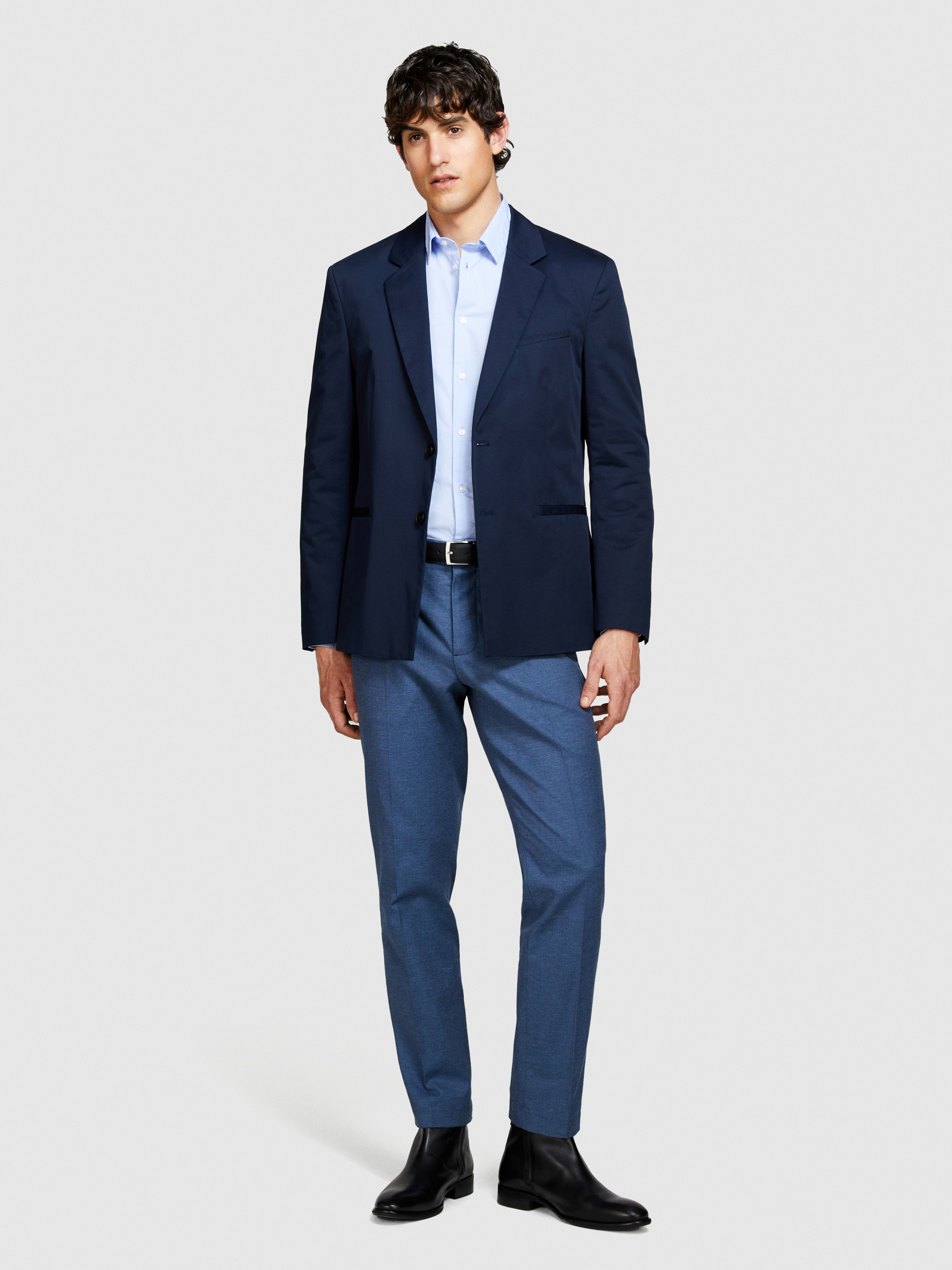 Sisley - Slim Fit Shirt, Man, Light Blue, Size: 44
