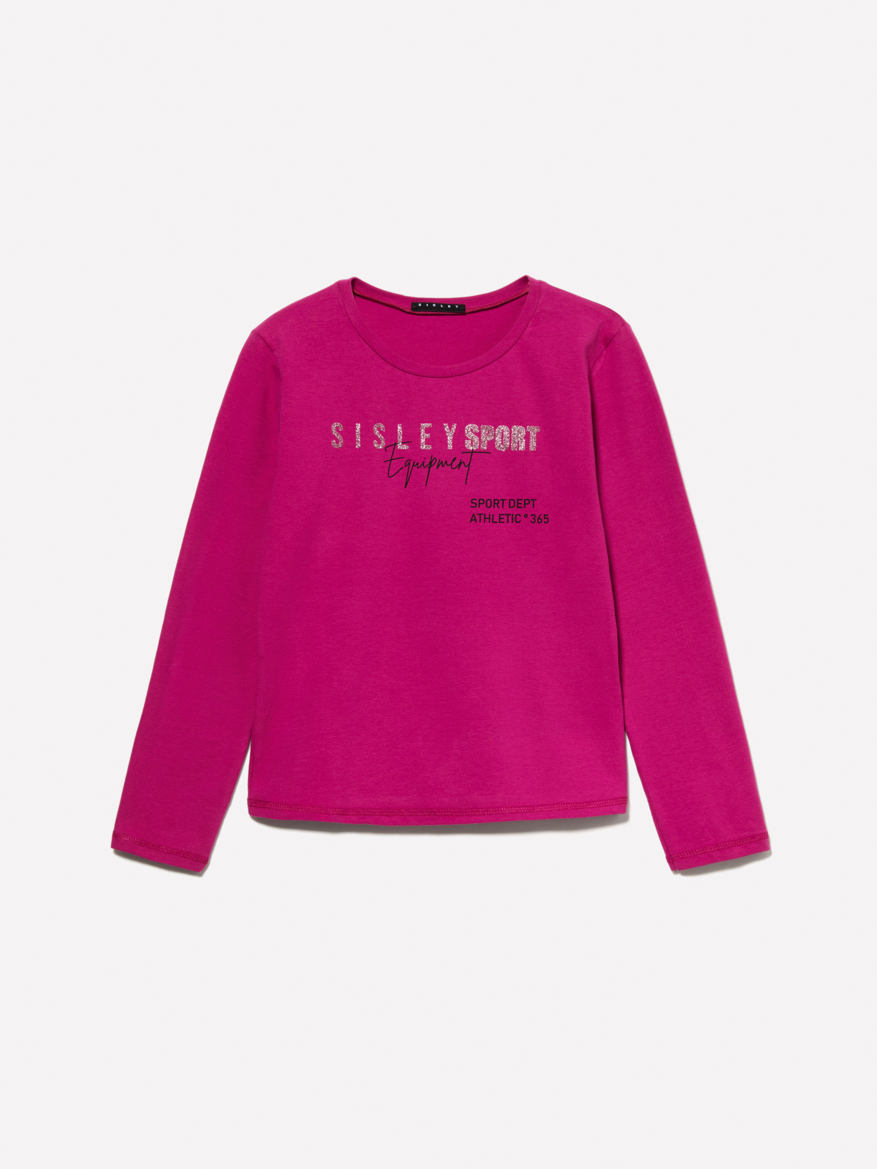 Sisley Young - T-shirt Fuchsia À Imprimé Pailleté, Femme, Fuchsia, Taille: XS