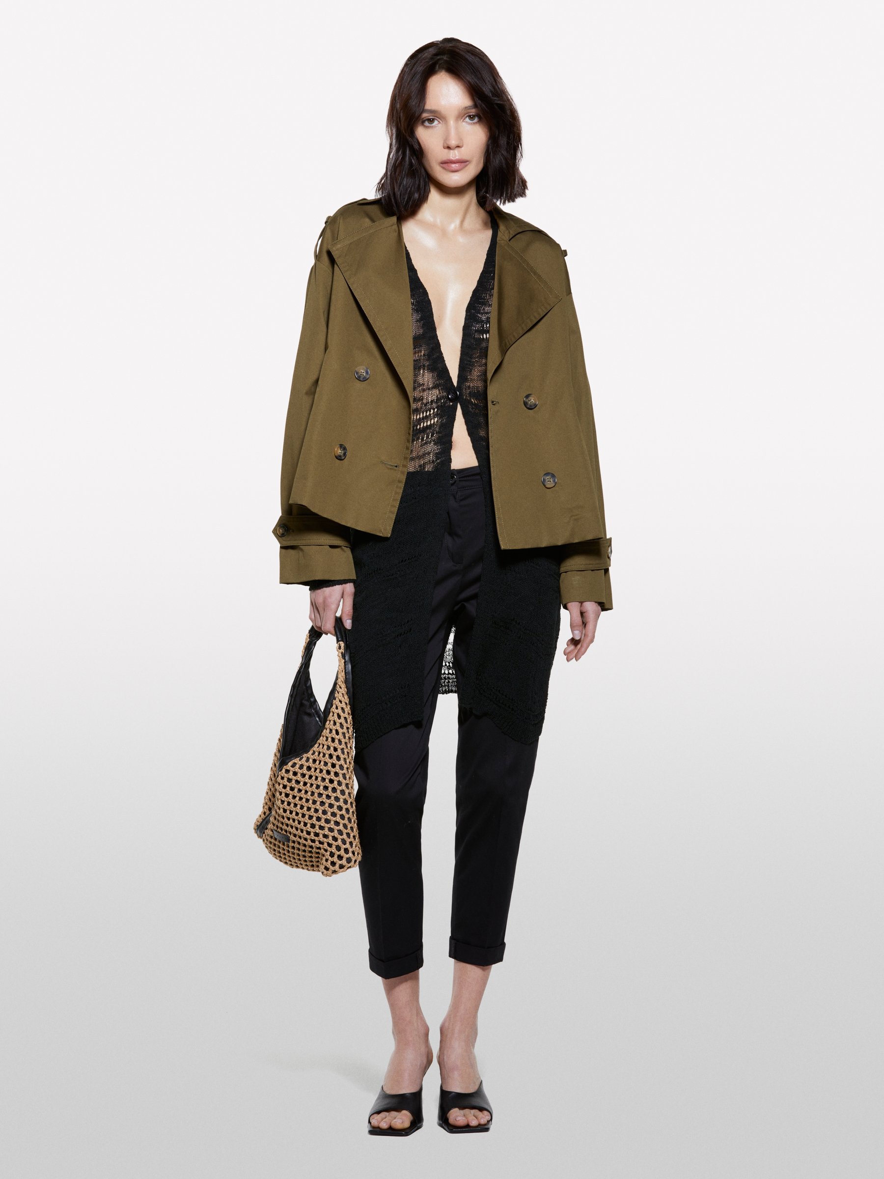  Sisley - Trench Κοντό Πράσινο Militaire, θήλυ, Χακι, μέγεθος: XS 2025