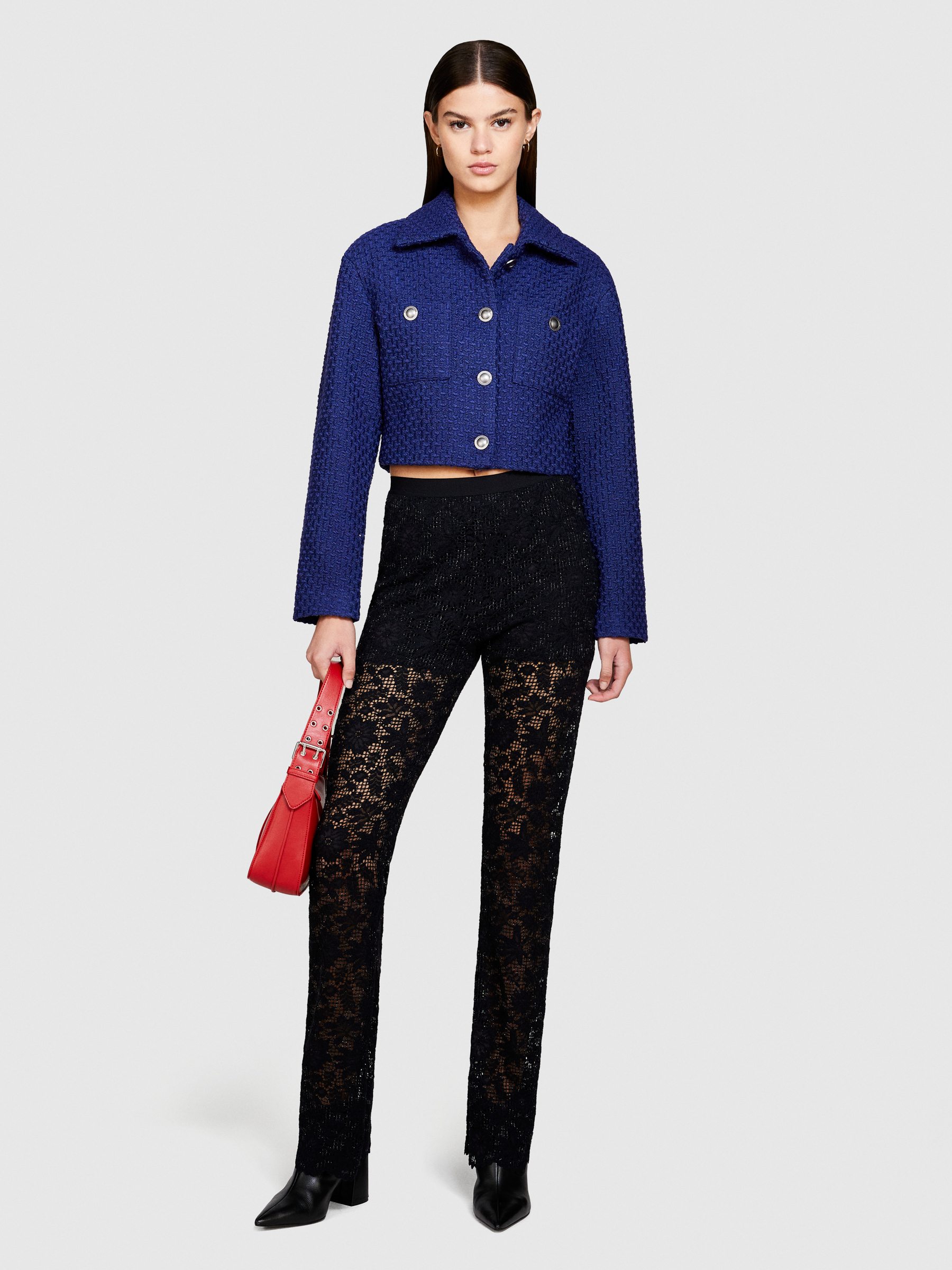 Sisley - Trousers In Lace, Woman, Black, Size: XS
