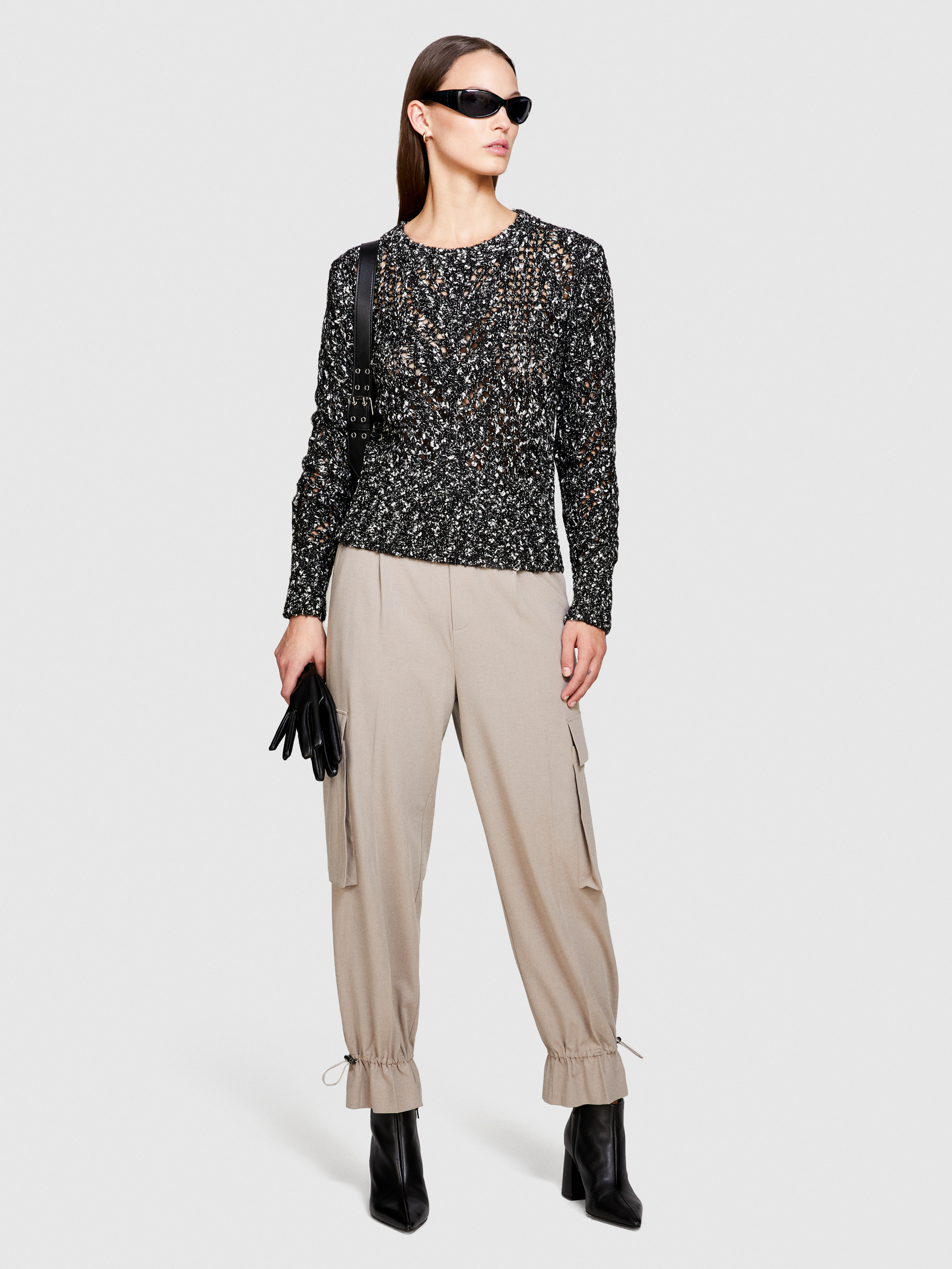 Sisley - Boucle Sweater, Woman, Dark Gray, Size: S