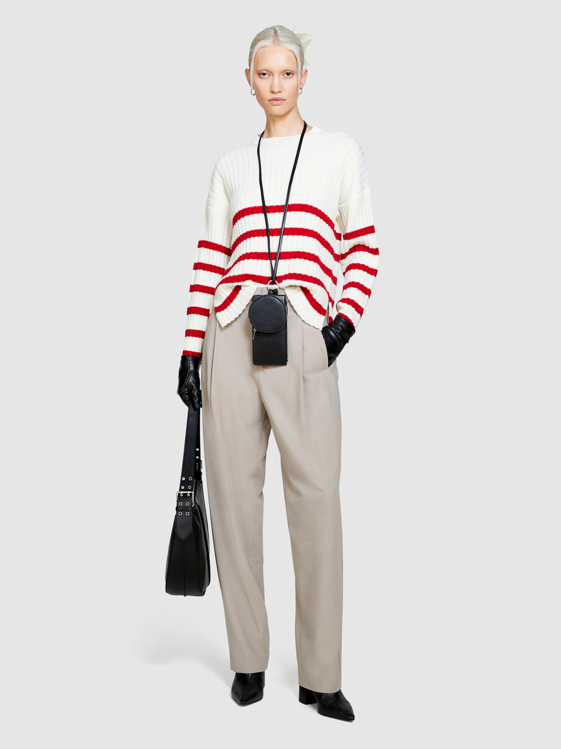 Sisley - Striped Sweater, Woman, White, Size: M