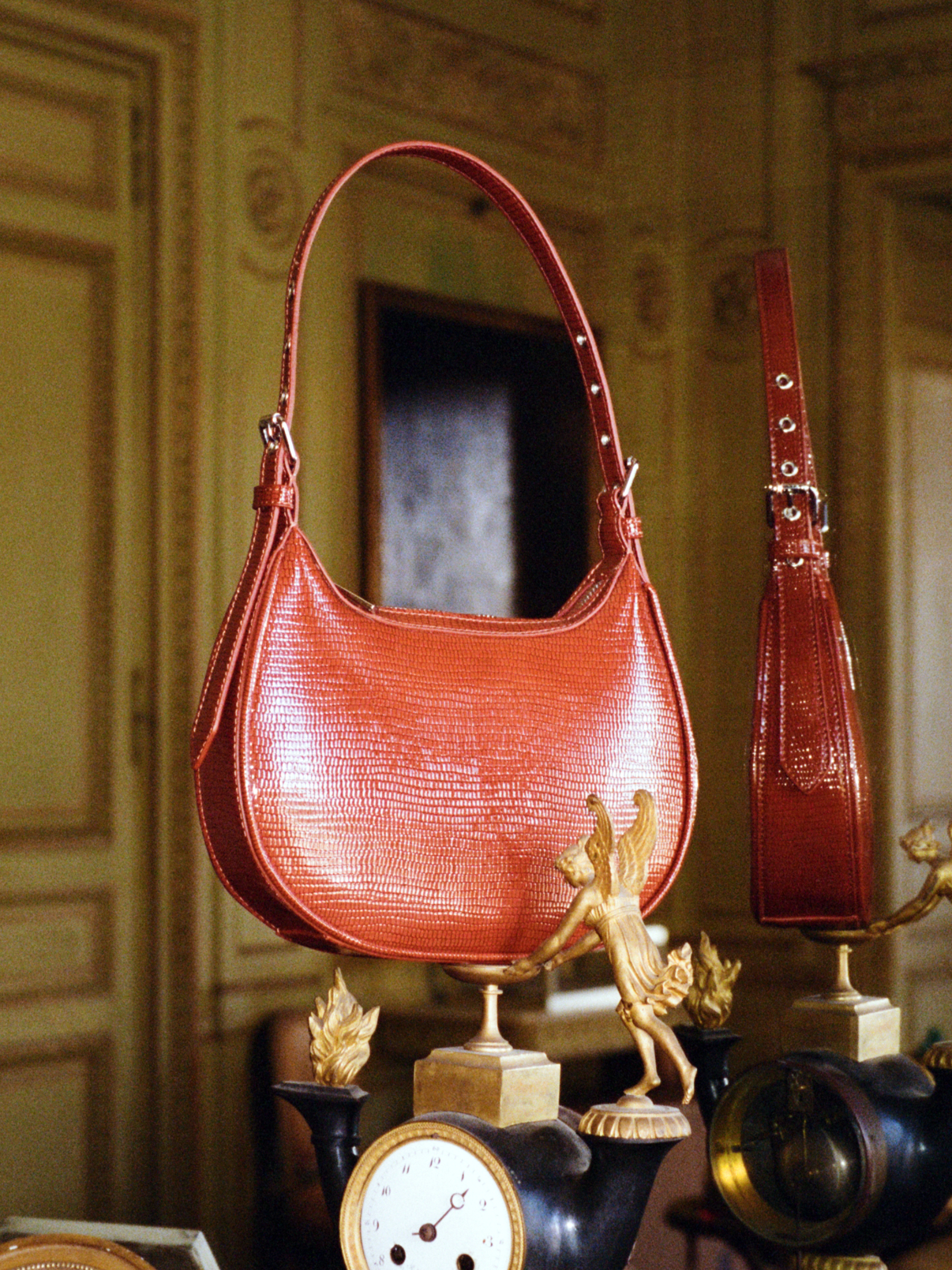 Sisley - Lizard Print Mini Bag, Woman, Brick Red, Size: ST
