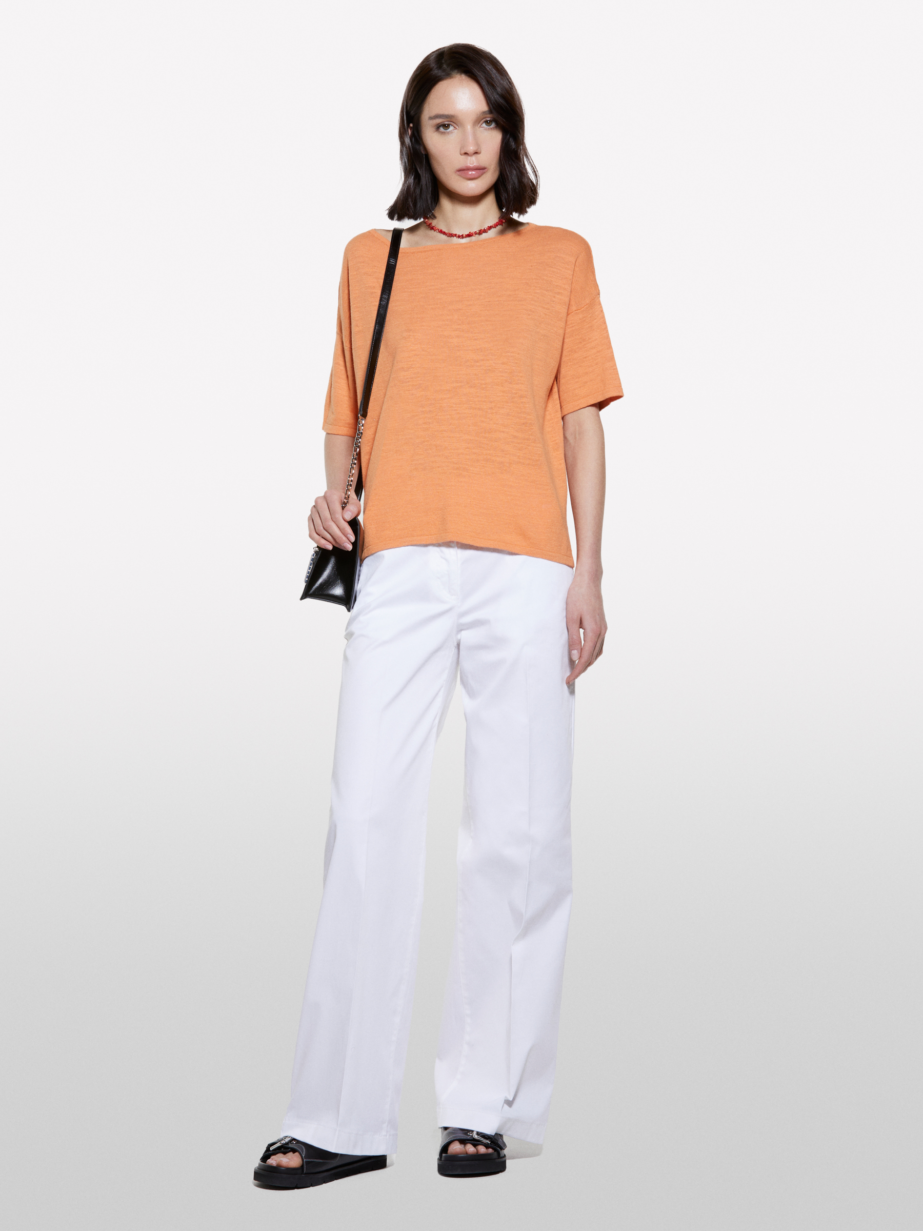  Sisley - Μπλούζα Πορτοκαλί Από Πλεκτό Ύφασμα Over Fit, θήλυ, Πορτοκαλι, μέγεθος: M 2025