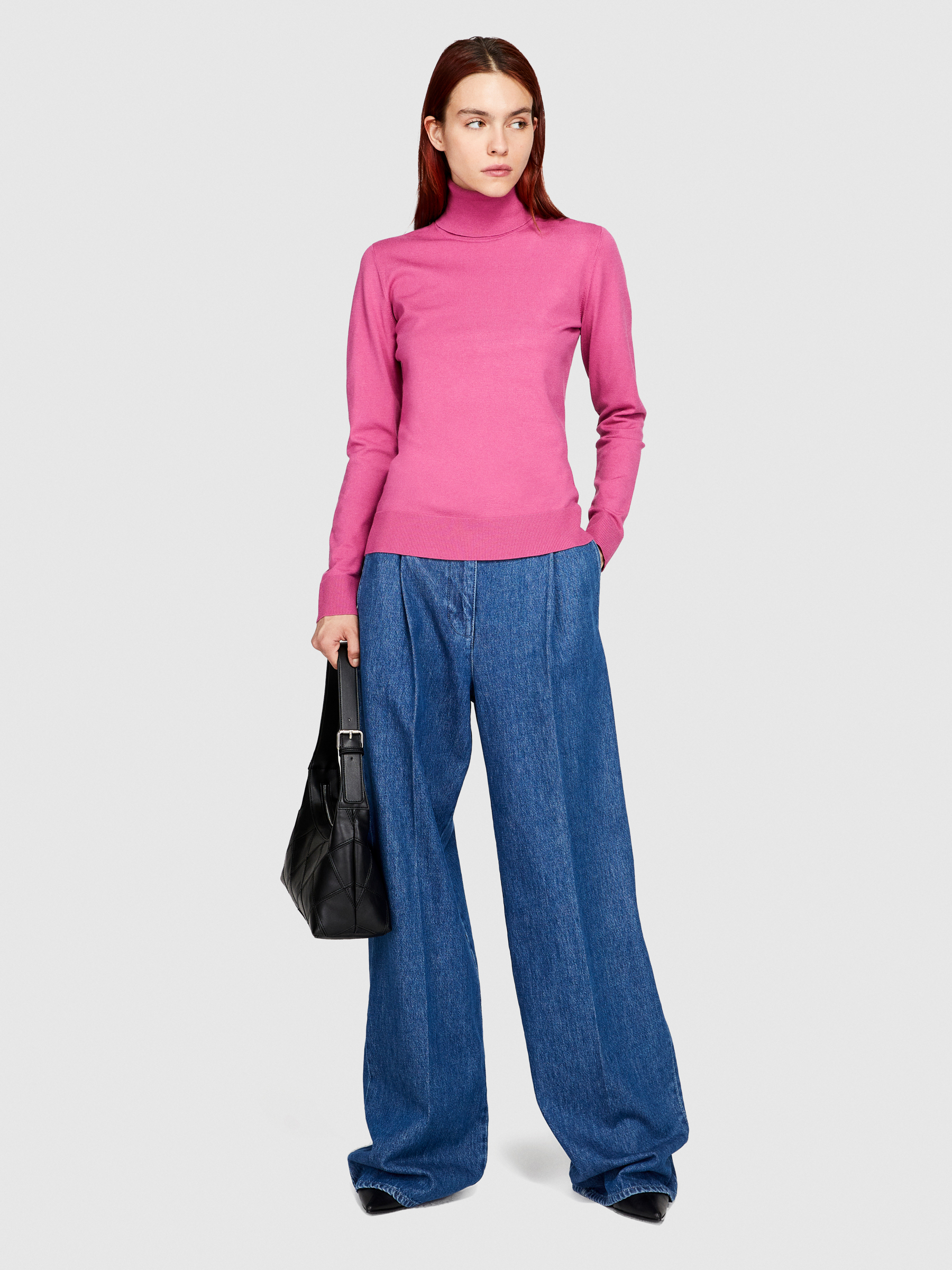 Sisley - Regular Fit Turtleneck, Woman, Pink, Size: XL
