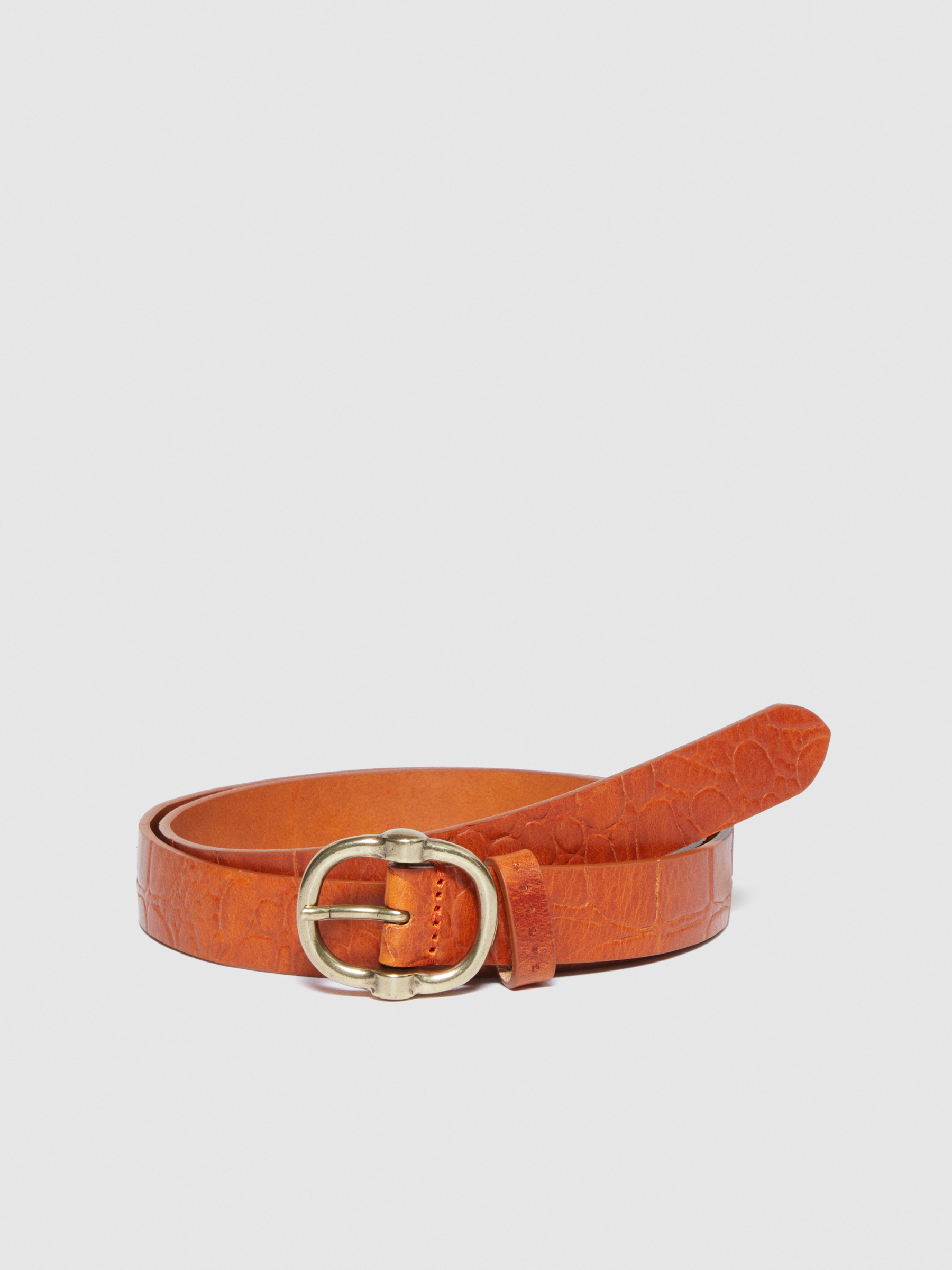 Sisley - Leather Belt, Woman, Burnt, Size: XS